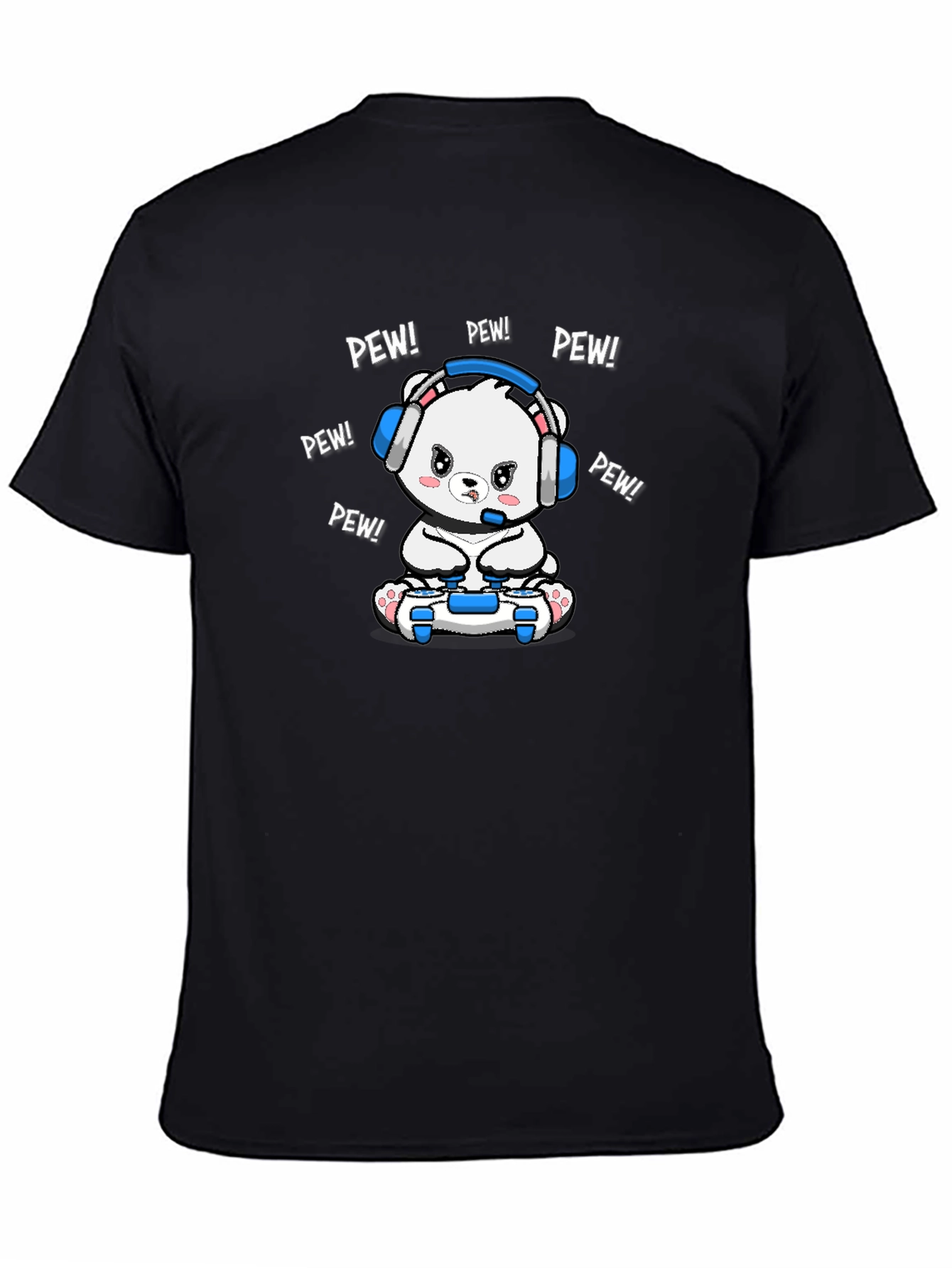 Gamer Bear T-Shirt - Pew Pew! Black Cotton Tee