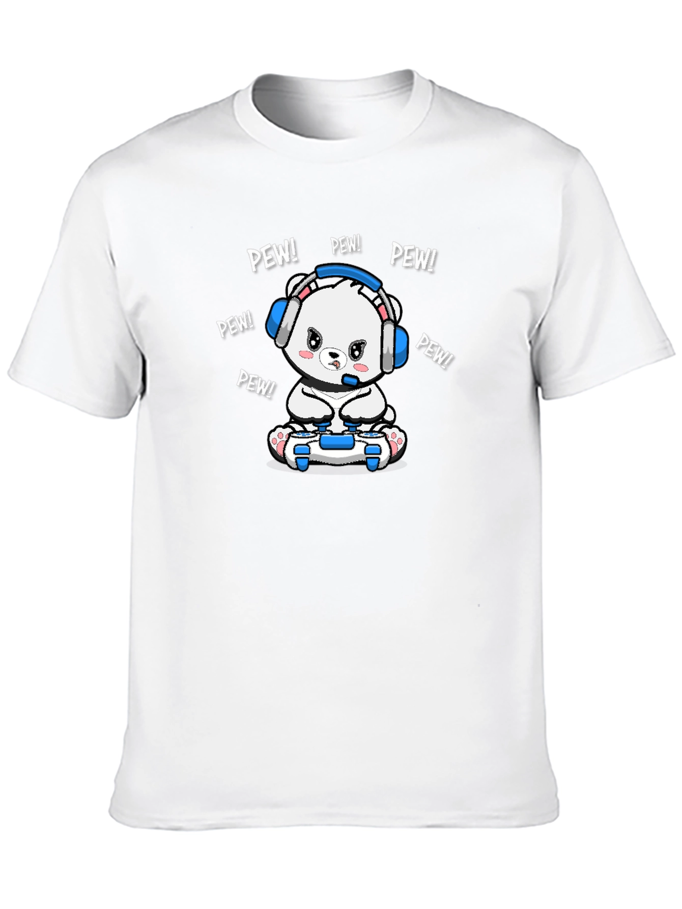 Gamer Bear T-Shirt - Pew Pew! Black Cotton Tee