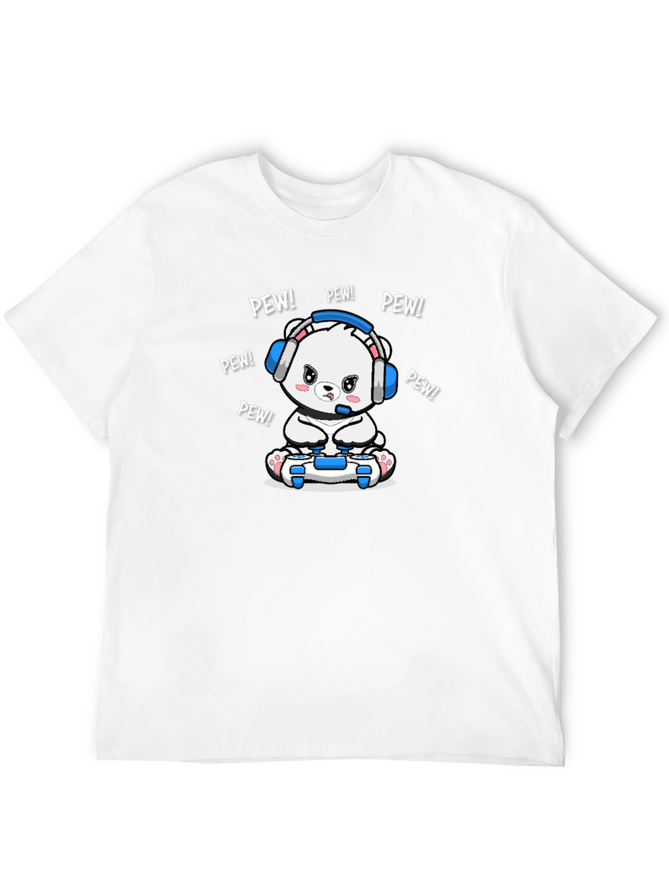 Gamer Bear T-Shirt - Pew Pew! Black Cotton Tee
