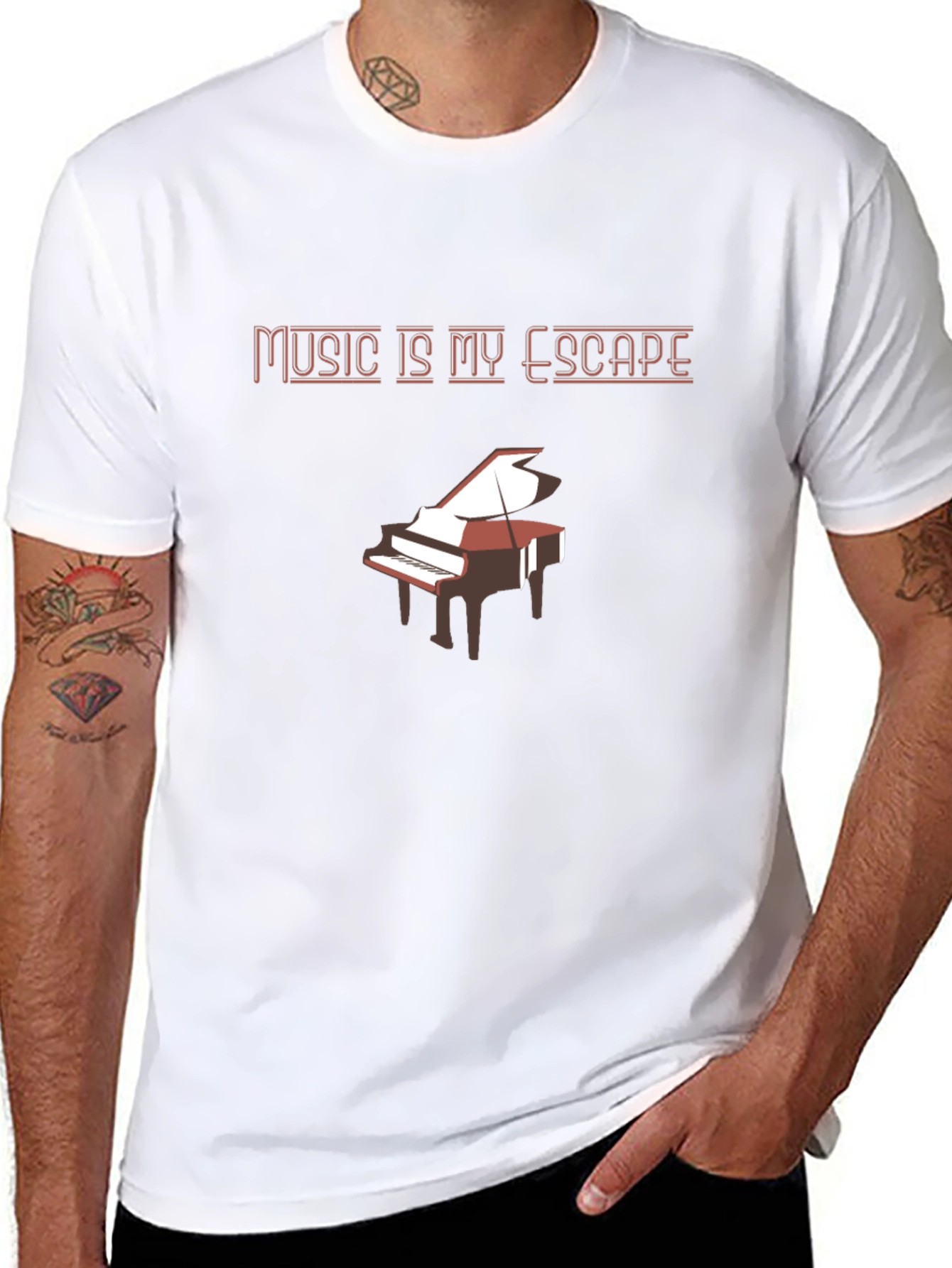 Music Is My Escape T-Shirt - Piano Design