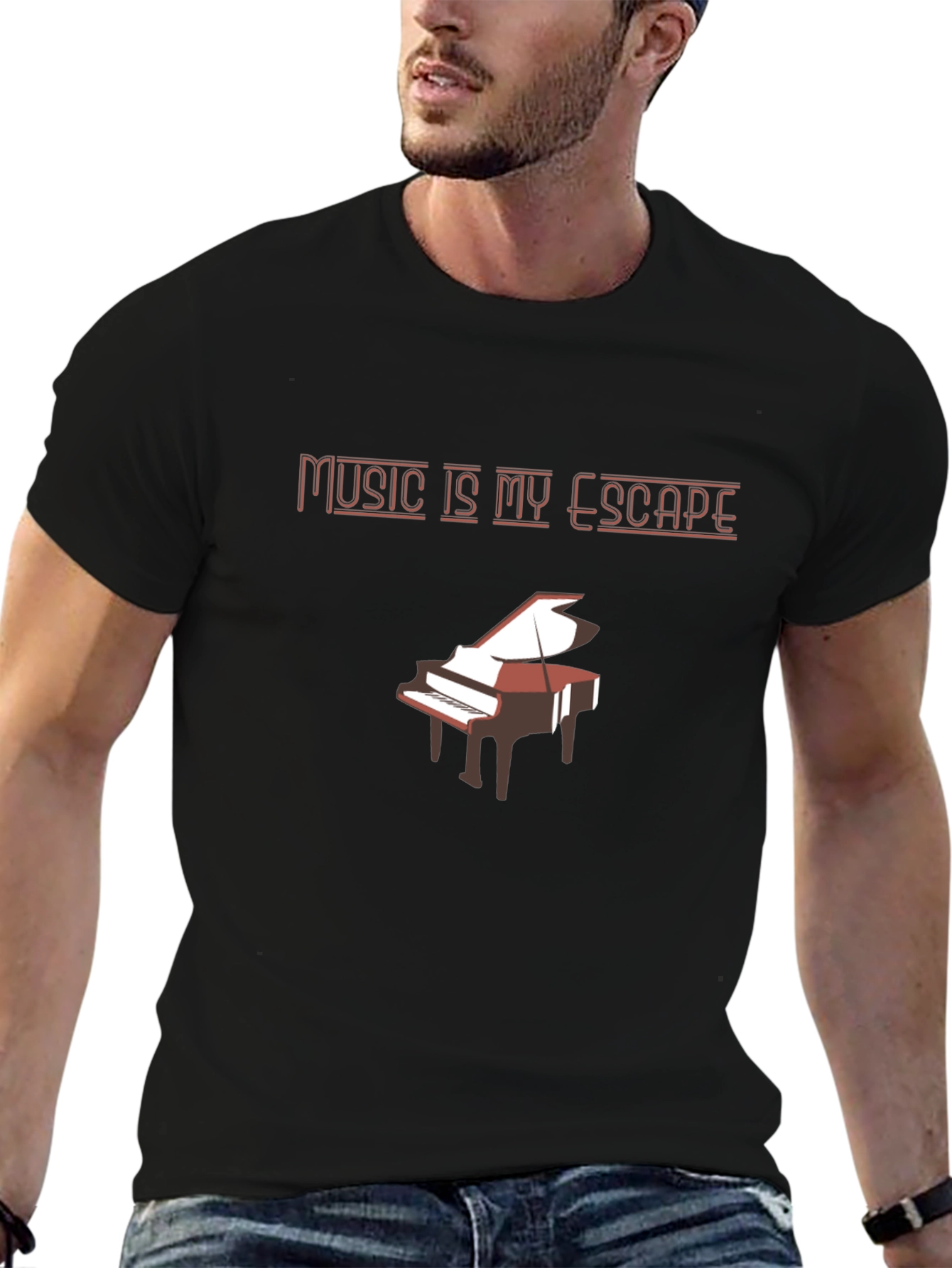 Music Is My Escape T-Shirt - Piano Design