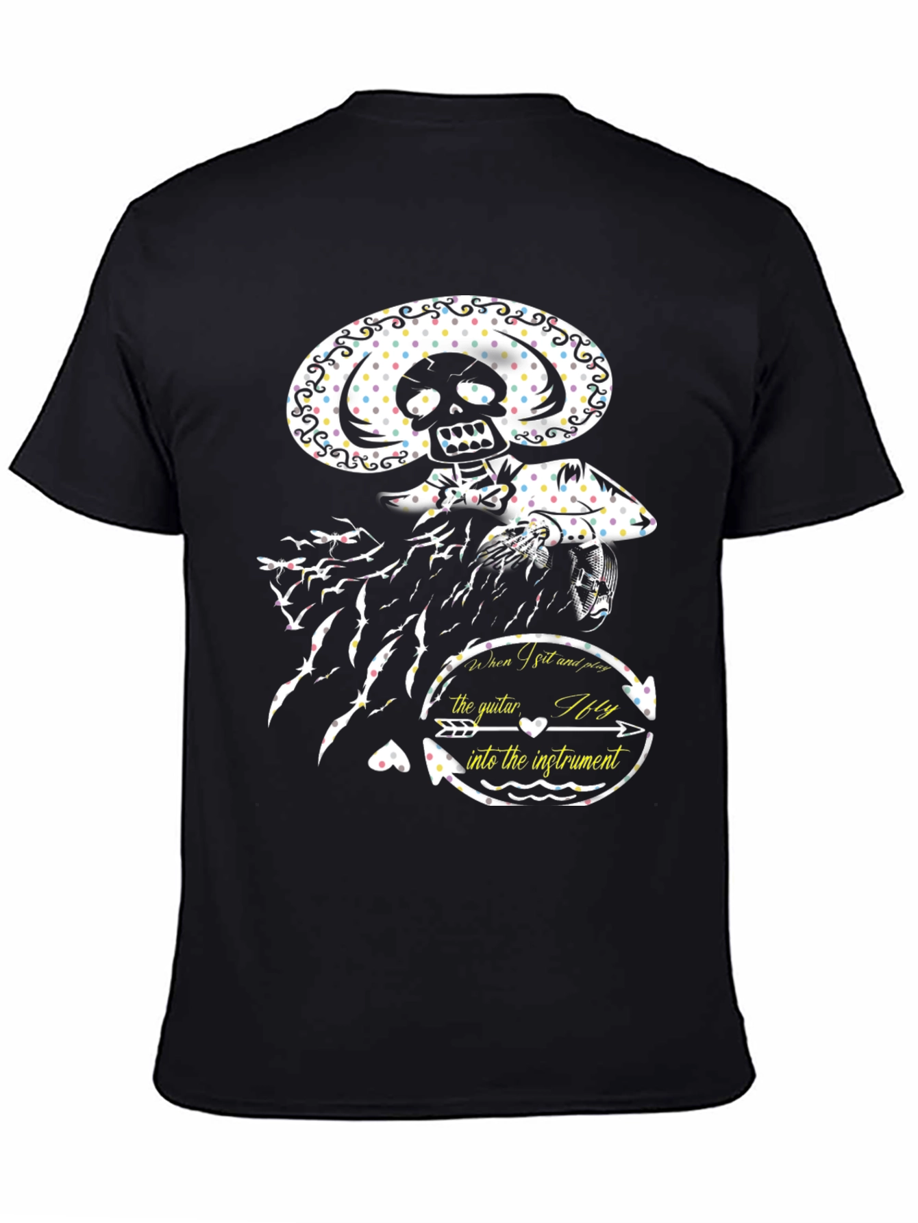 Skeleton Mariachi Graphic T-Shirt - Unique Design
