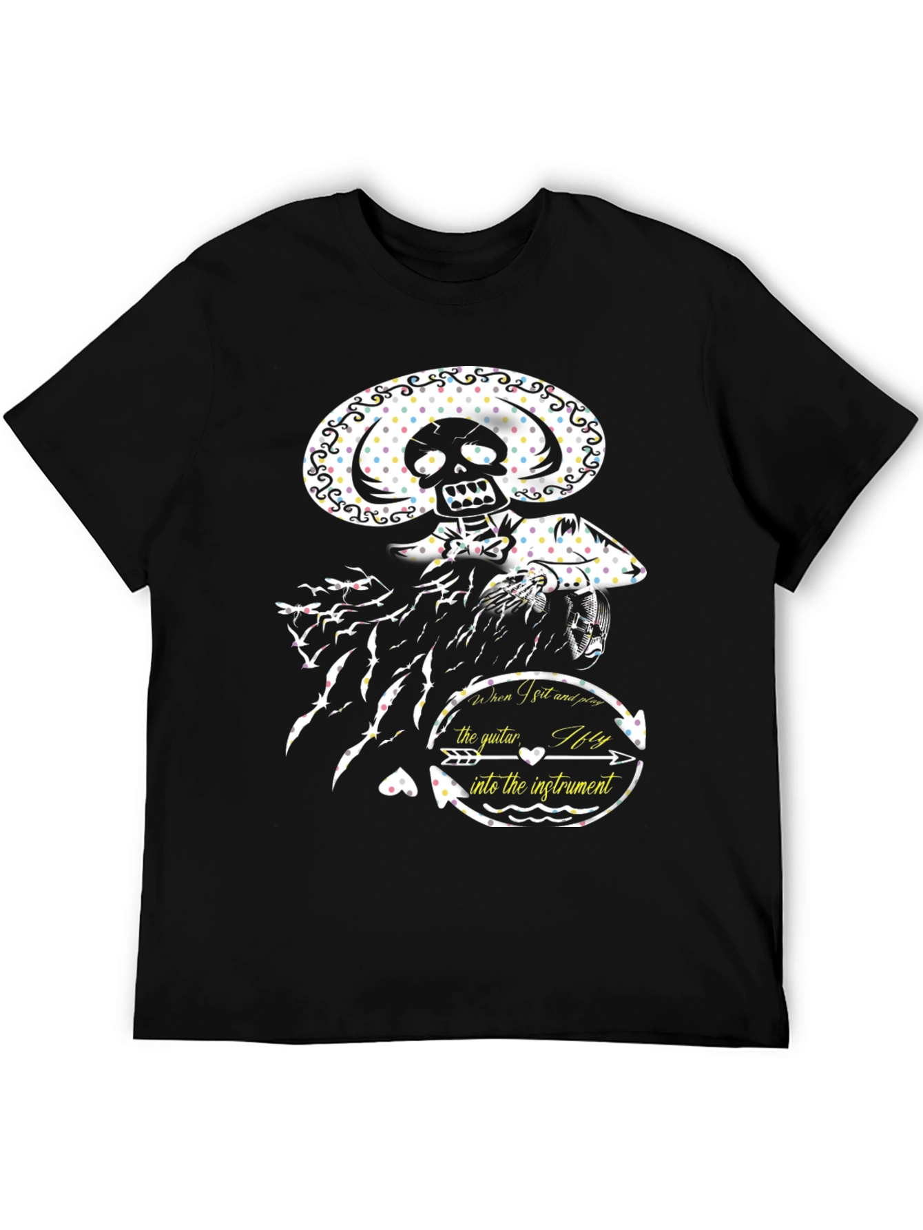 Skeleton Mariachi Graphic T-Shirt - Unique Design