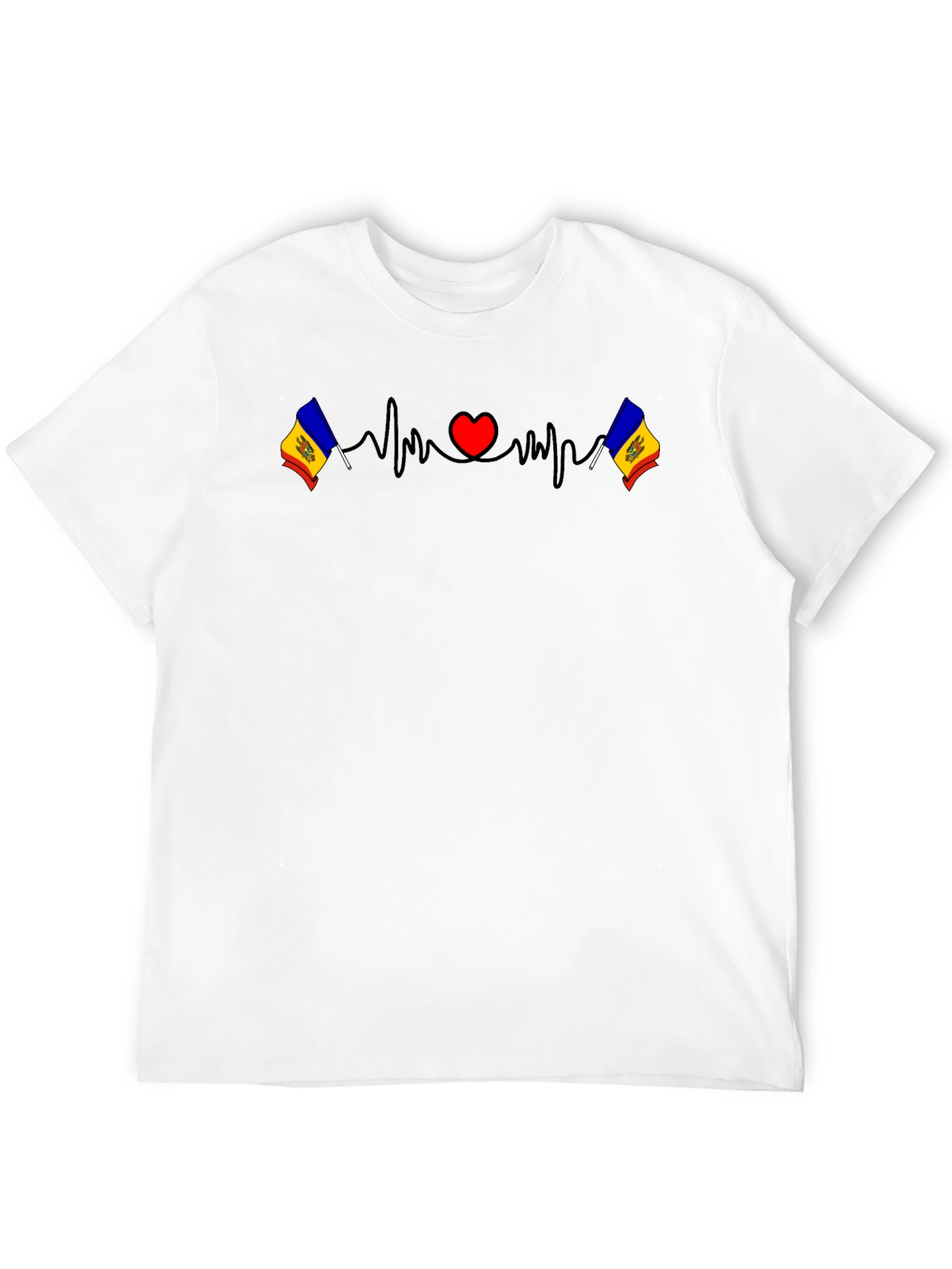 Heartbeat Moldova Flag Graphic T-Shirt
