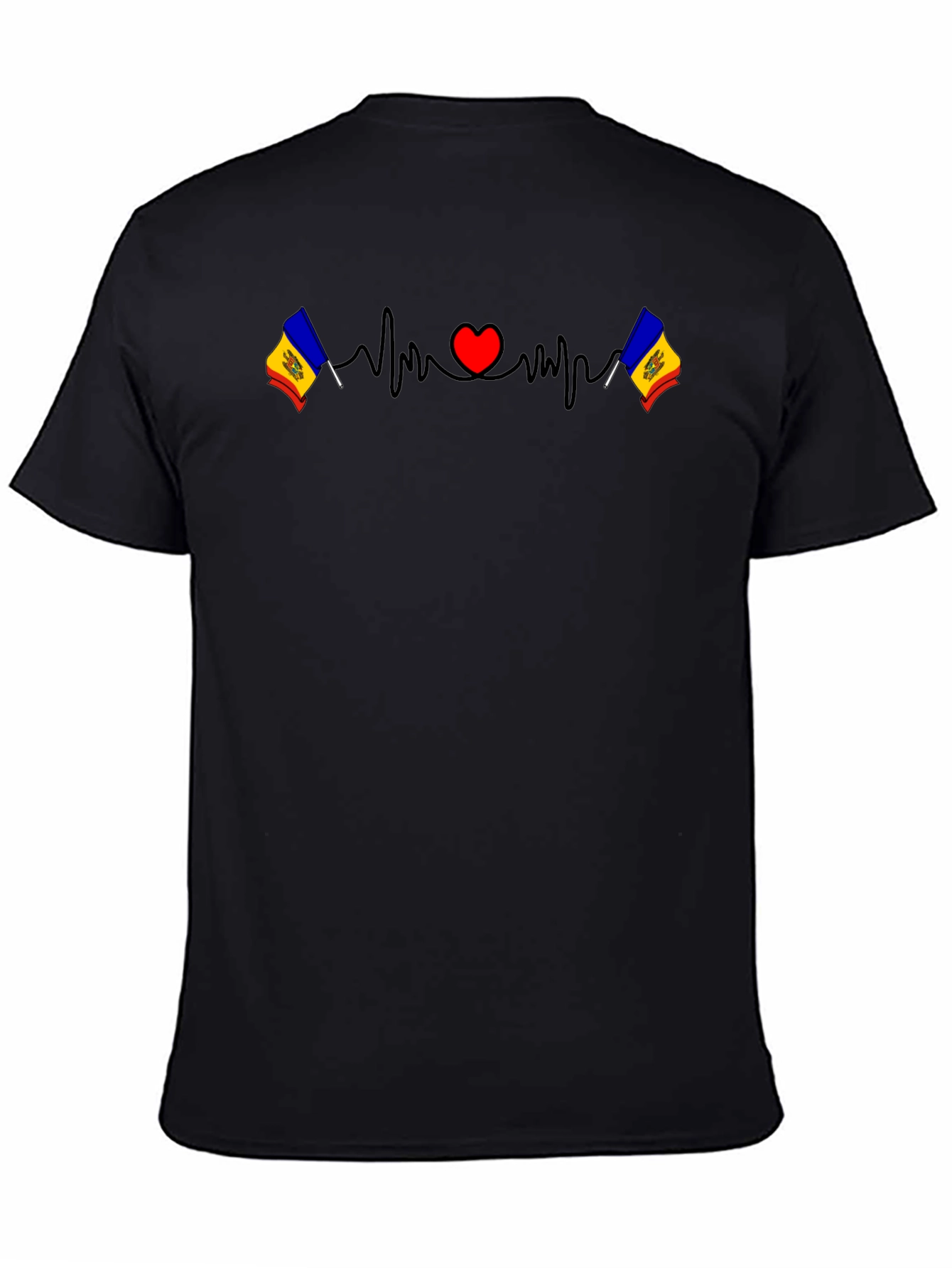 Heartbeat Moldova Flag Graphic T-Shirt