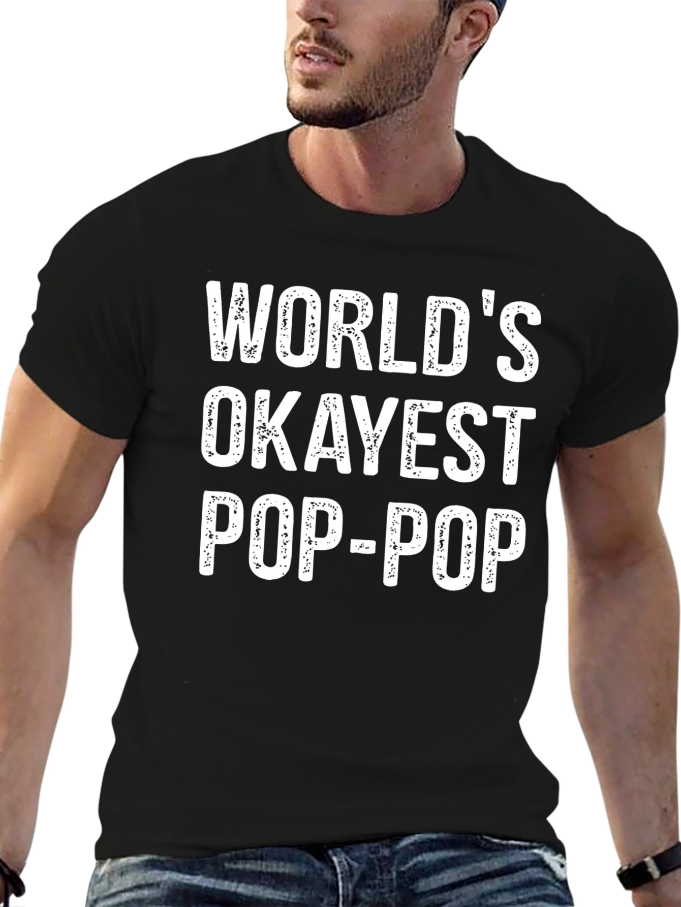Worlds Okayest Pop-Pop T-Shirt - Black