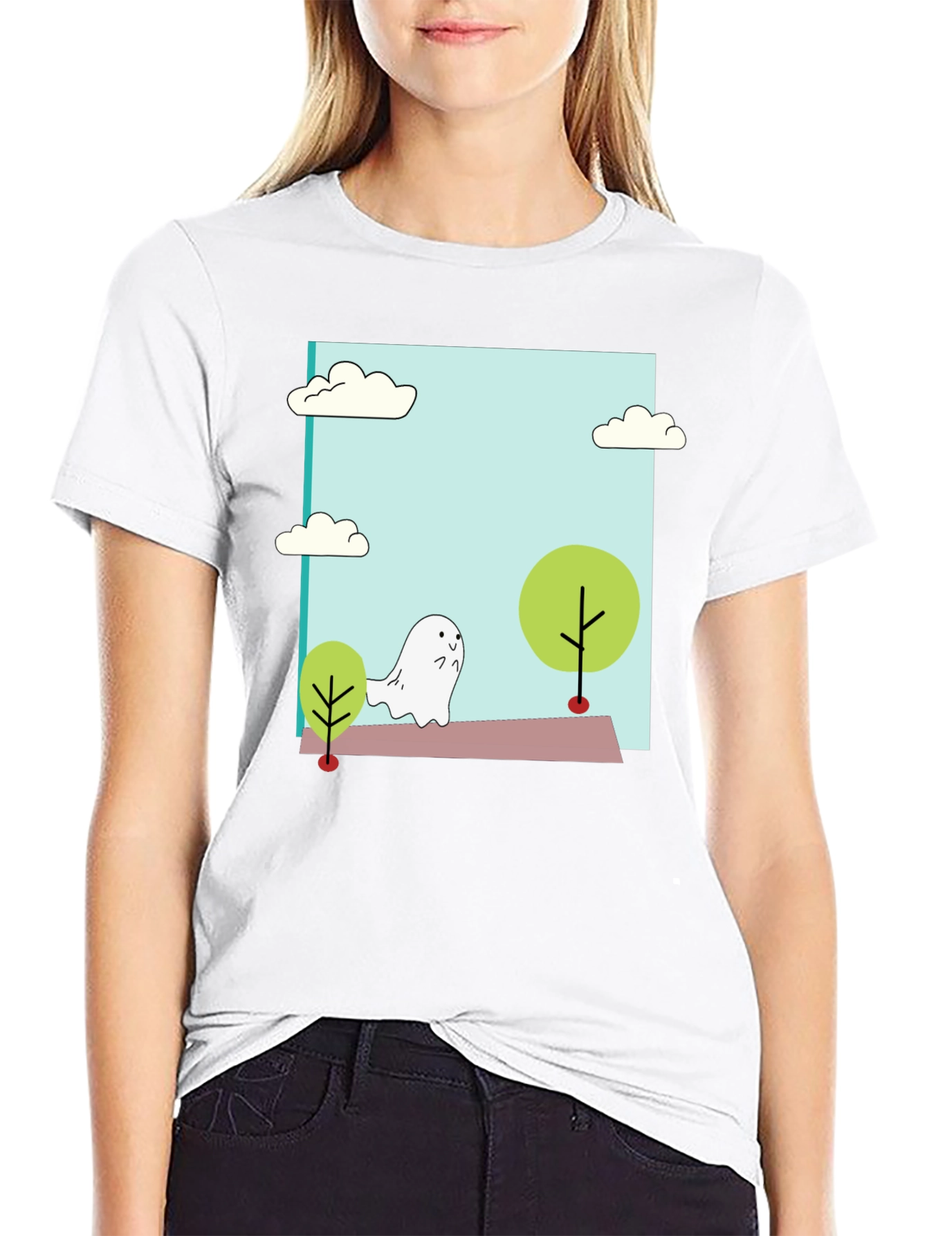 Cute Cartoon Ghost T-Shirt