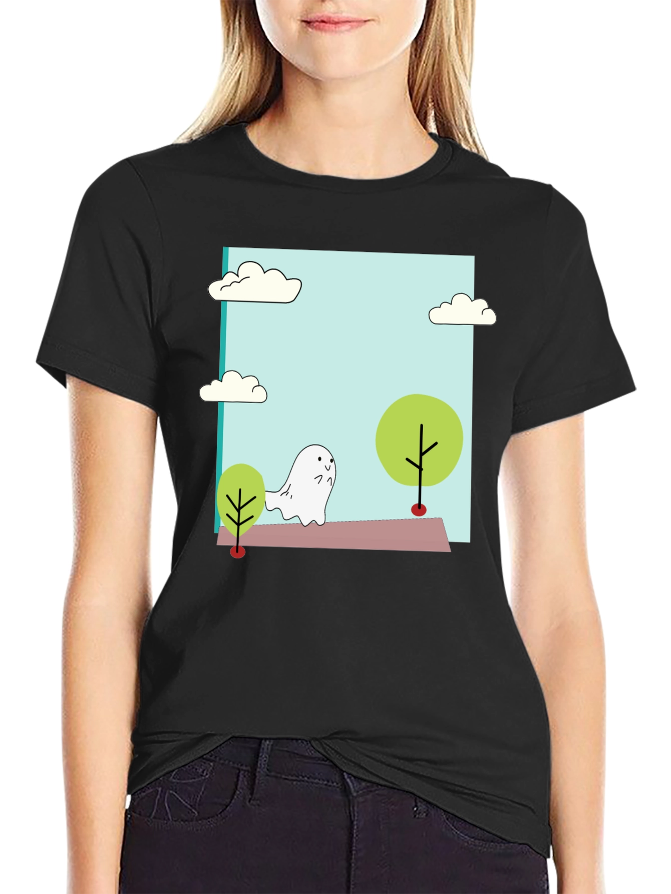 Cute Cartoon Ghost T-Shirt