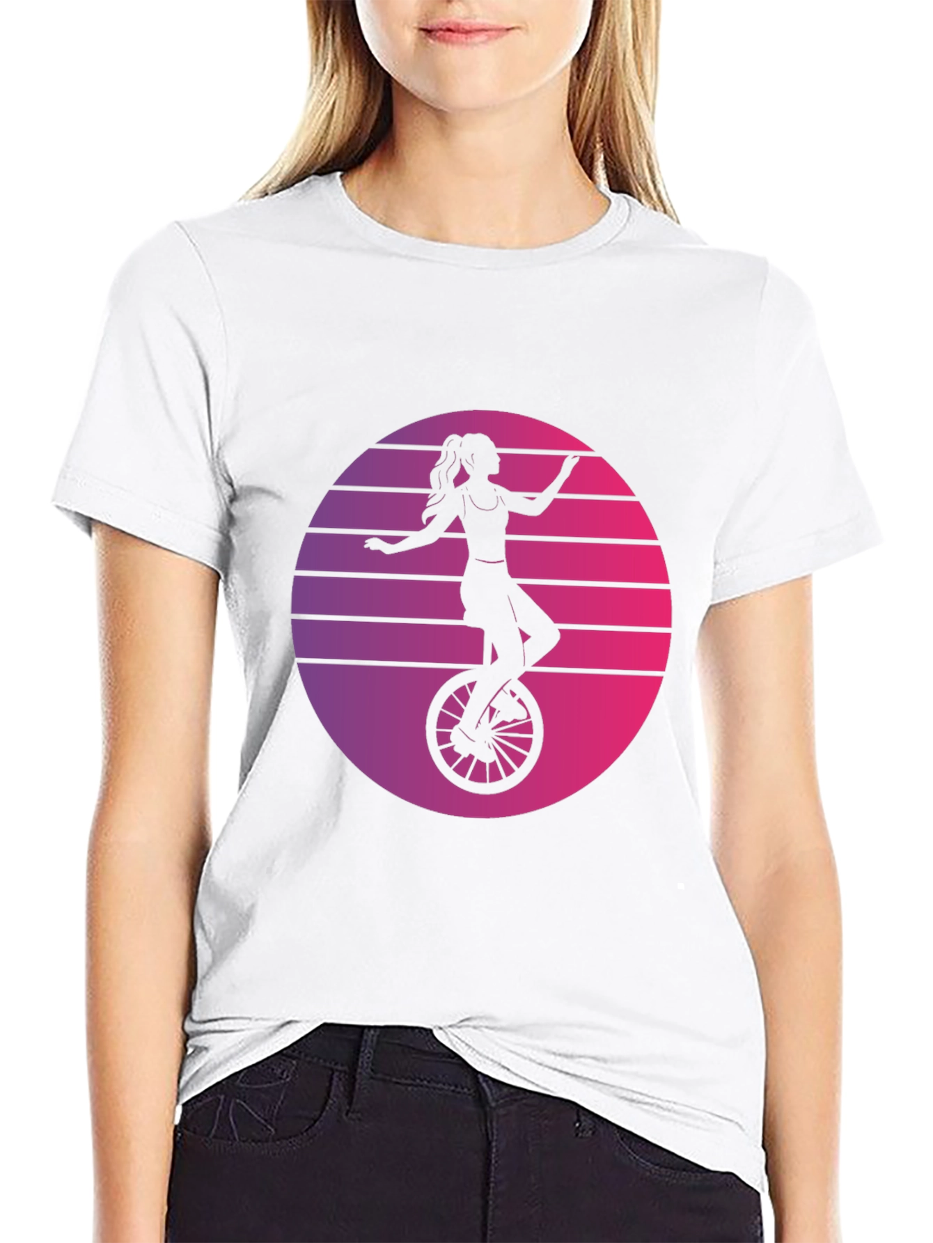 Retro Unicycle Woman T-Shirt - Black