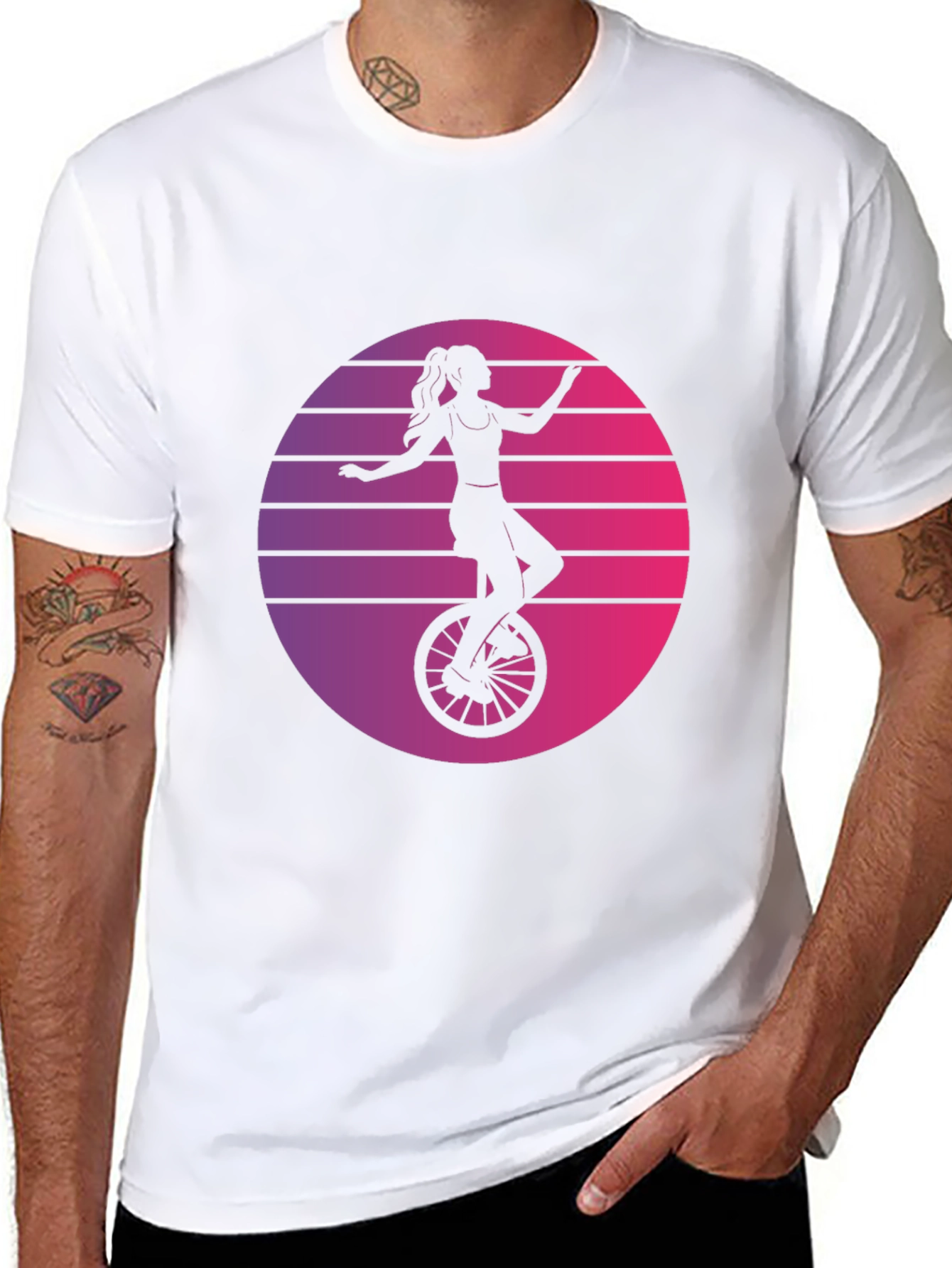 Retro Unicycle Woman T-Shirt - Black