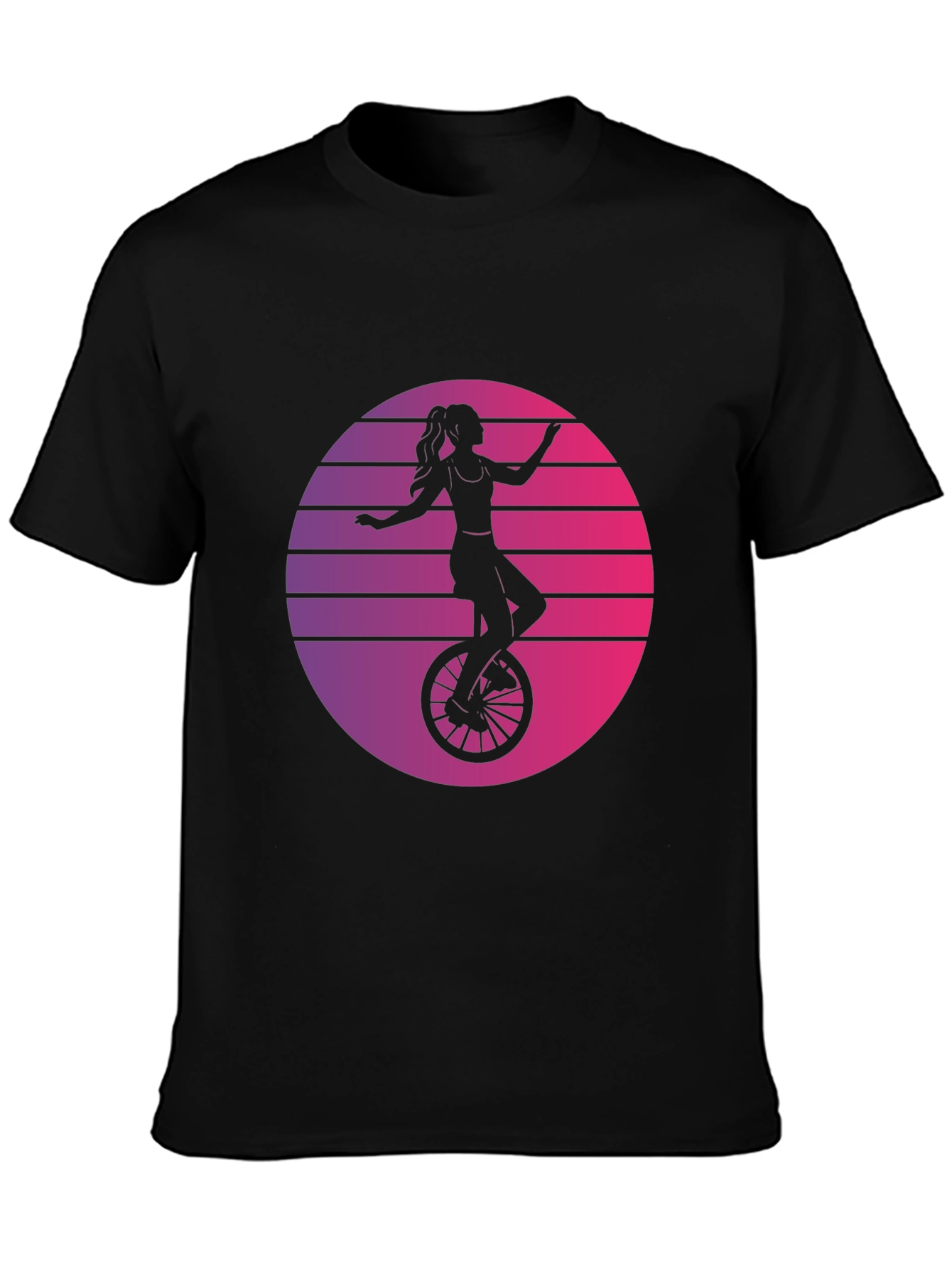 Retro Unicycle Woman T-Shirt - Black