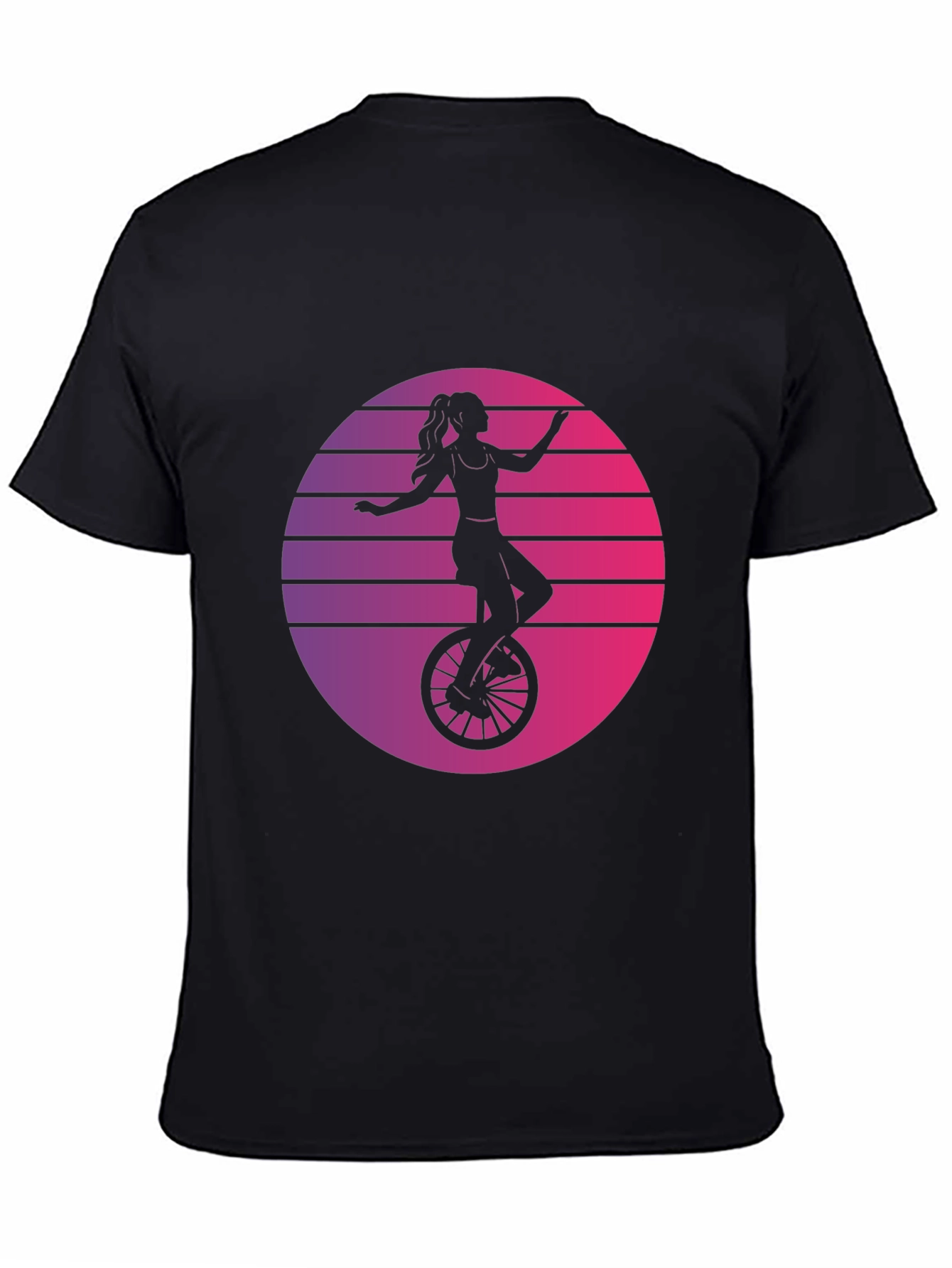 Retro Unicycle Woman T-Shirt - Black