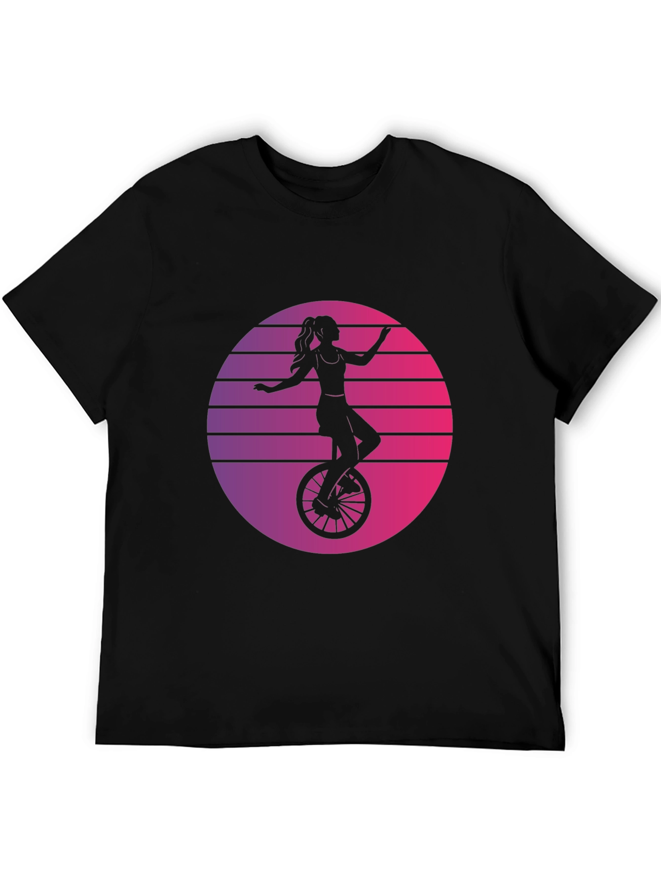 Retro Unicycle Woman T-Shirt - Black