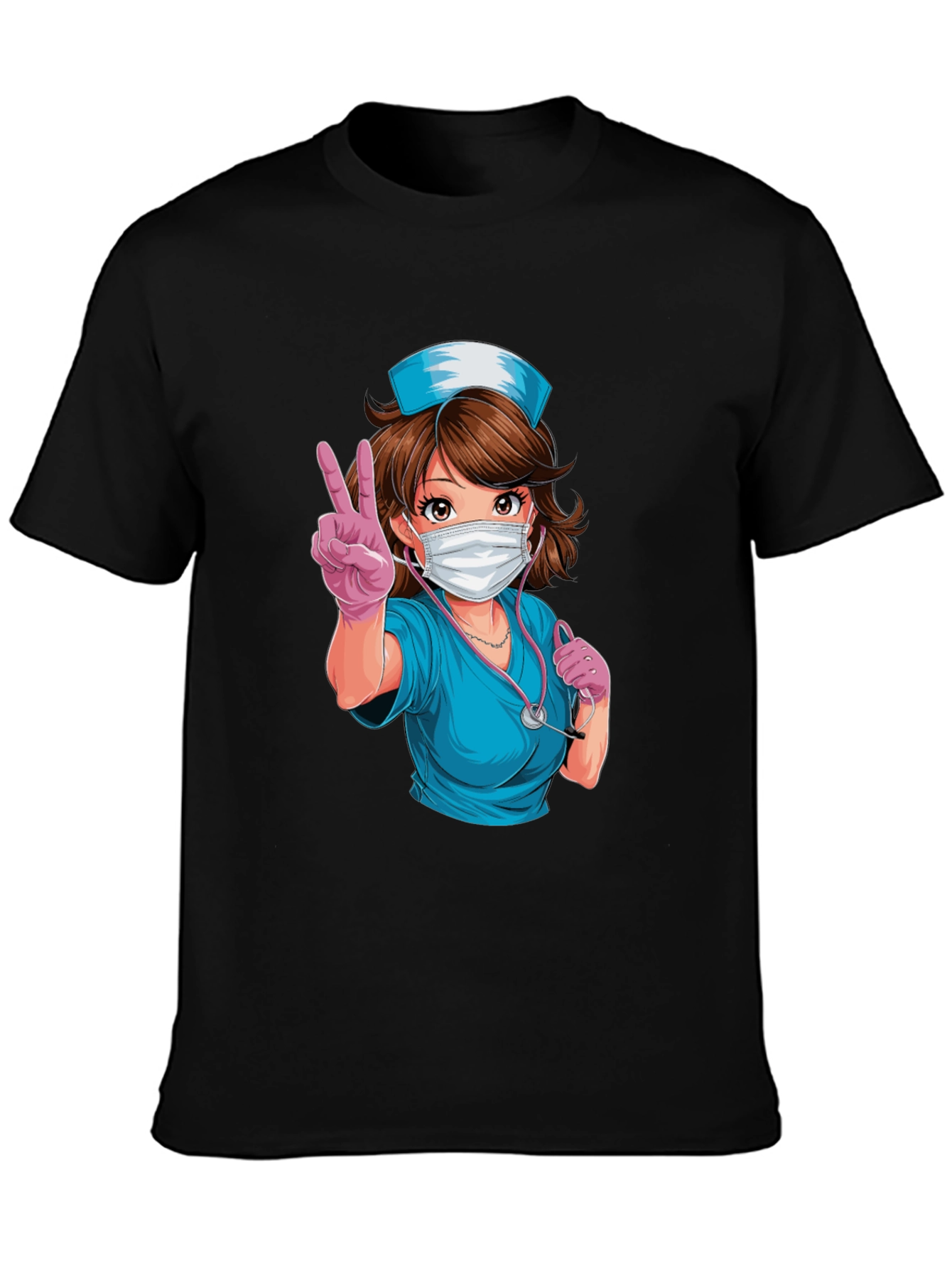 Nurse Anime T-Shirt - Peace Sign