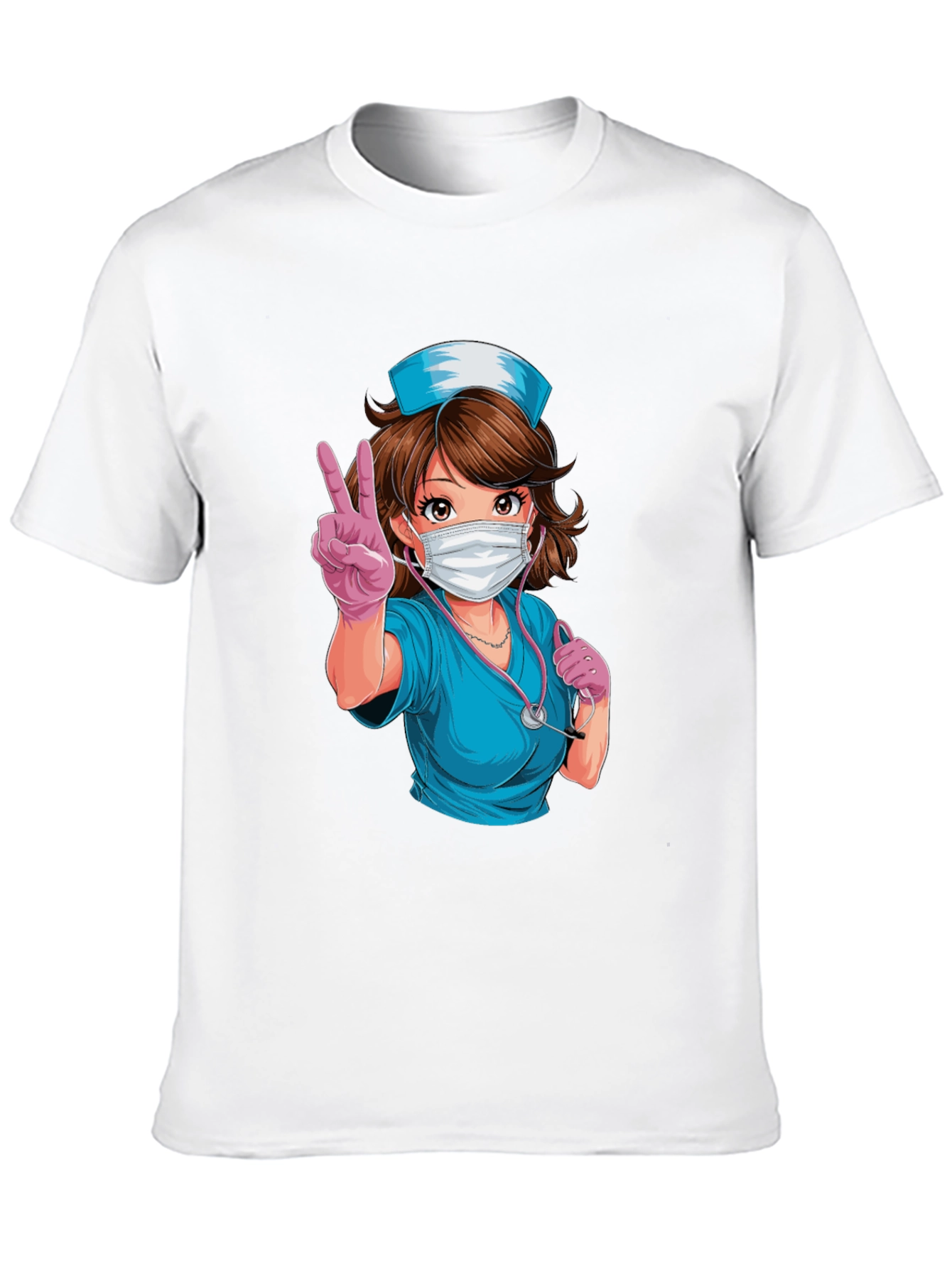 Nurse Anime T-Shirt - Peace Sign