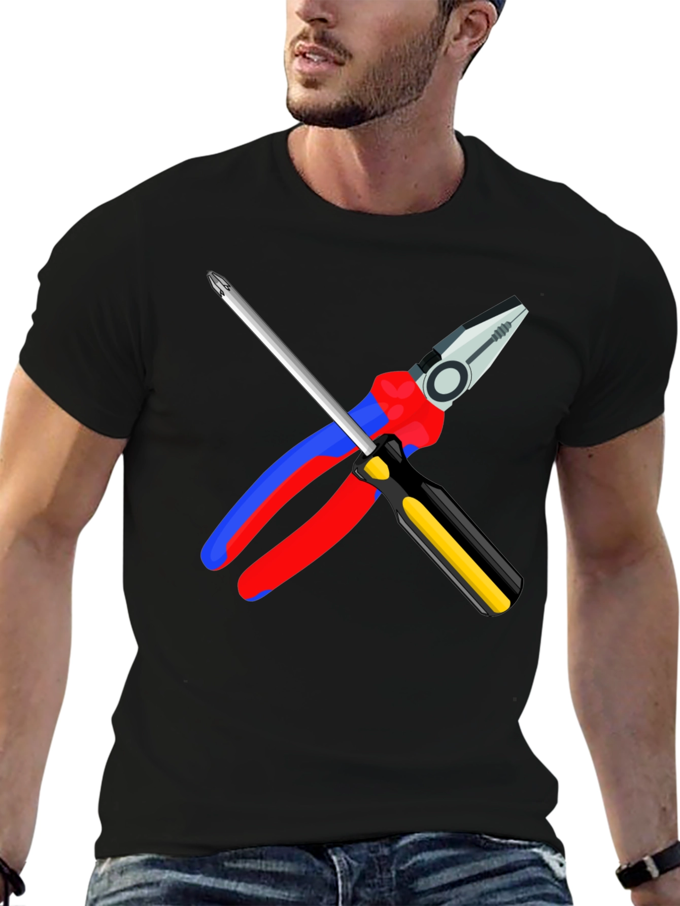 Electricians Tool T-Shirt: Pliers & Screwdriver Graphic