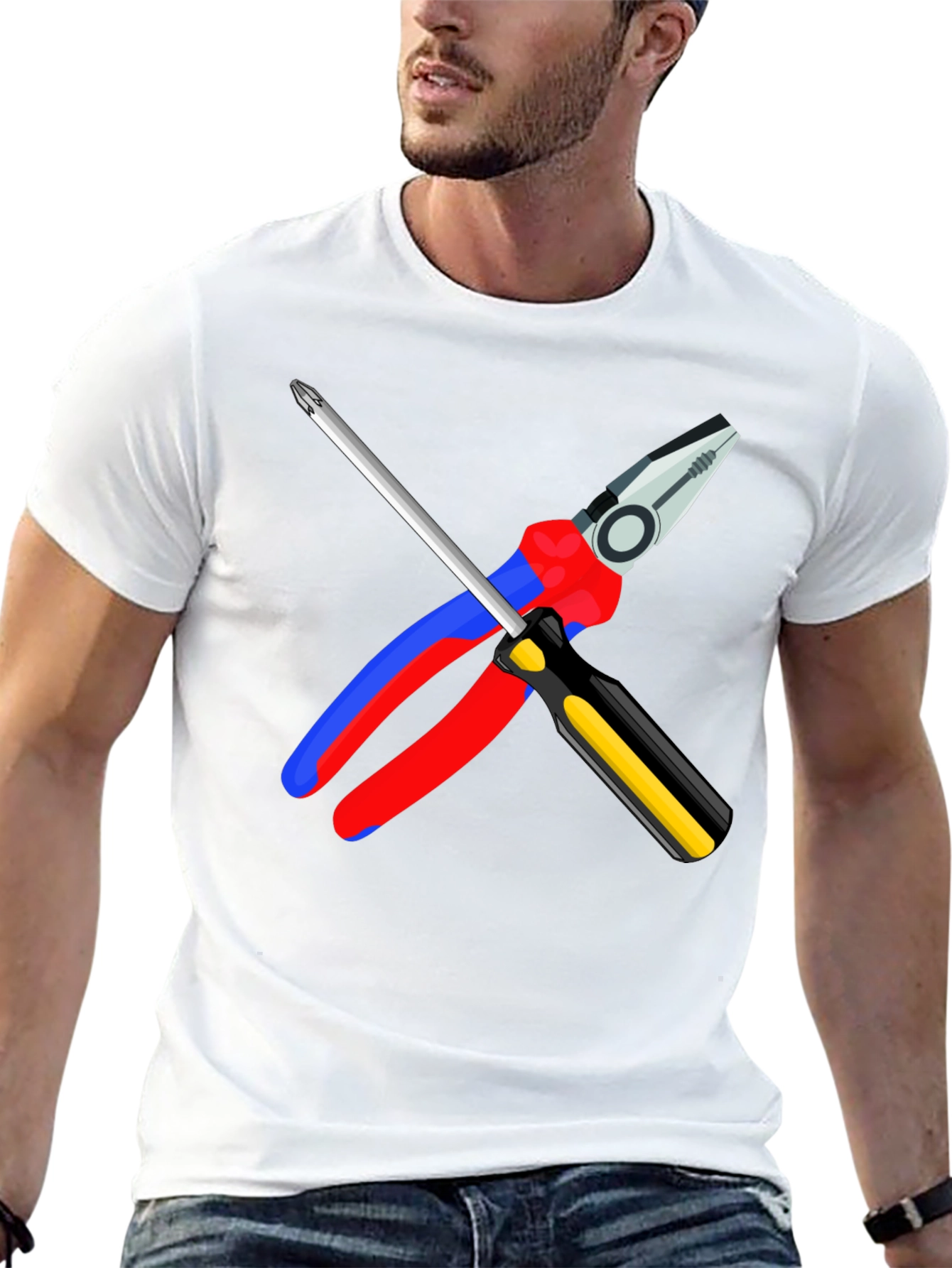 Electricians Tool T-Shirt: Pliers & Screwdriver Graphic