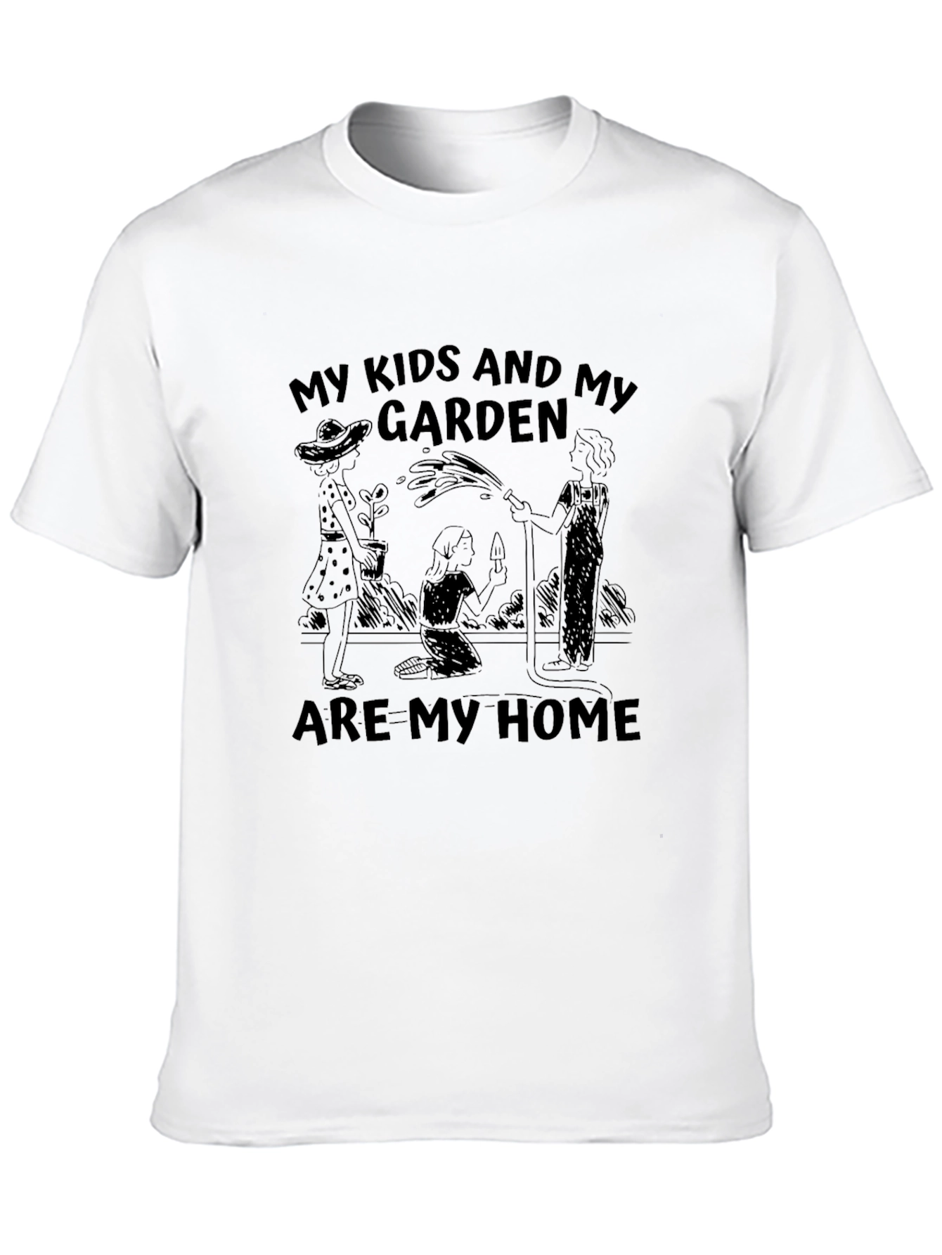 My Kids & My Garden Black Graphic T-Shirt