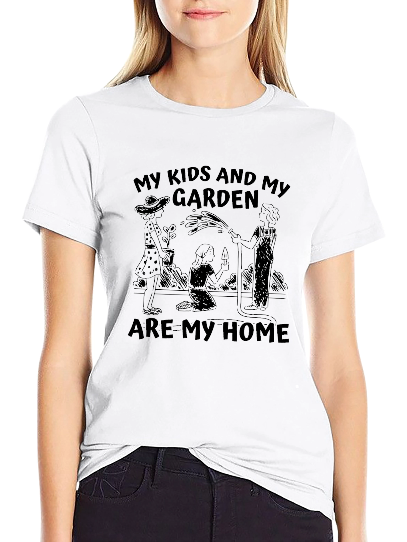 My Kids & My Garden Black Graphic T-Shirt