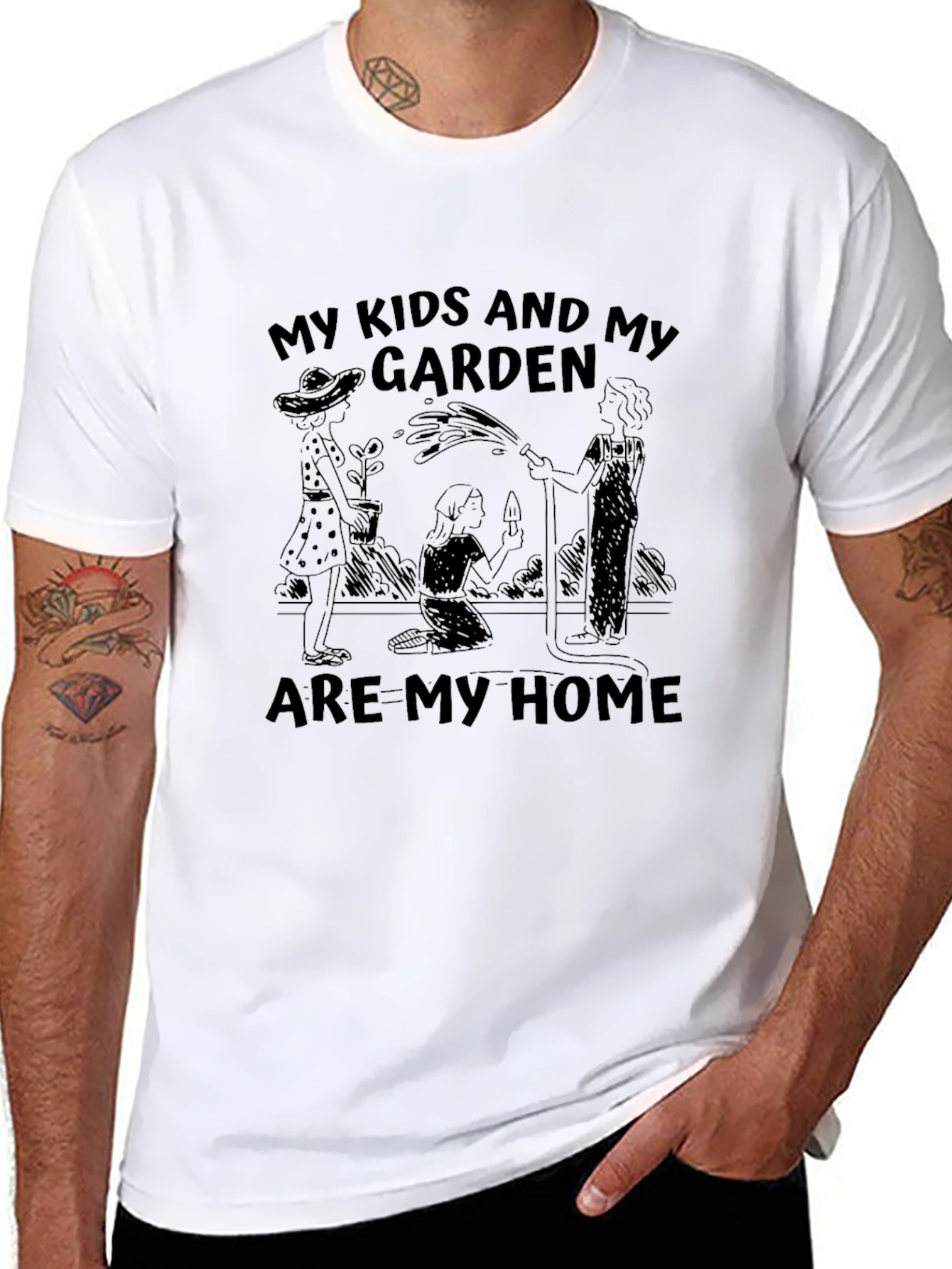 My Kids & My Garden Black Graphic T-Shirt