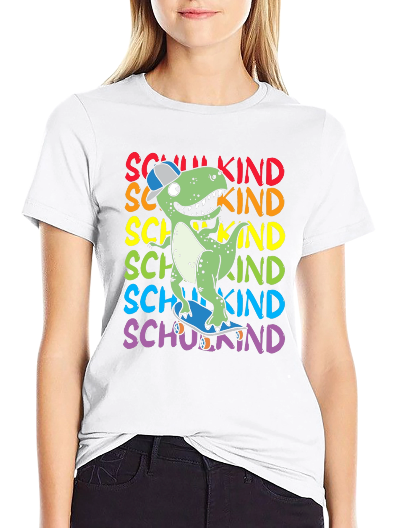 Dinosaur Skateboarder Kids T-Shirt