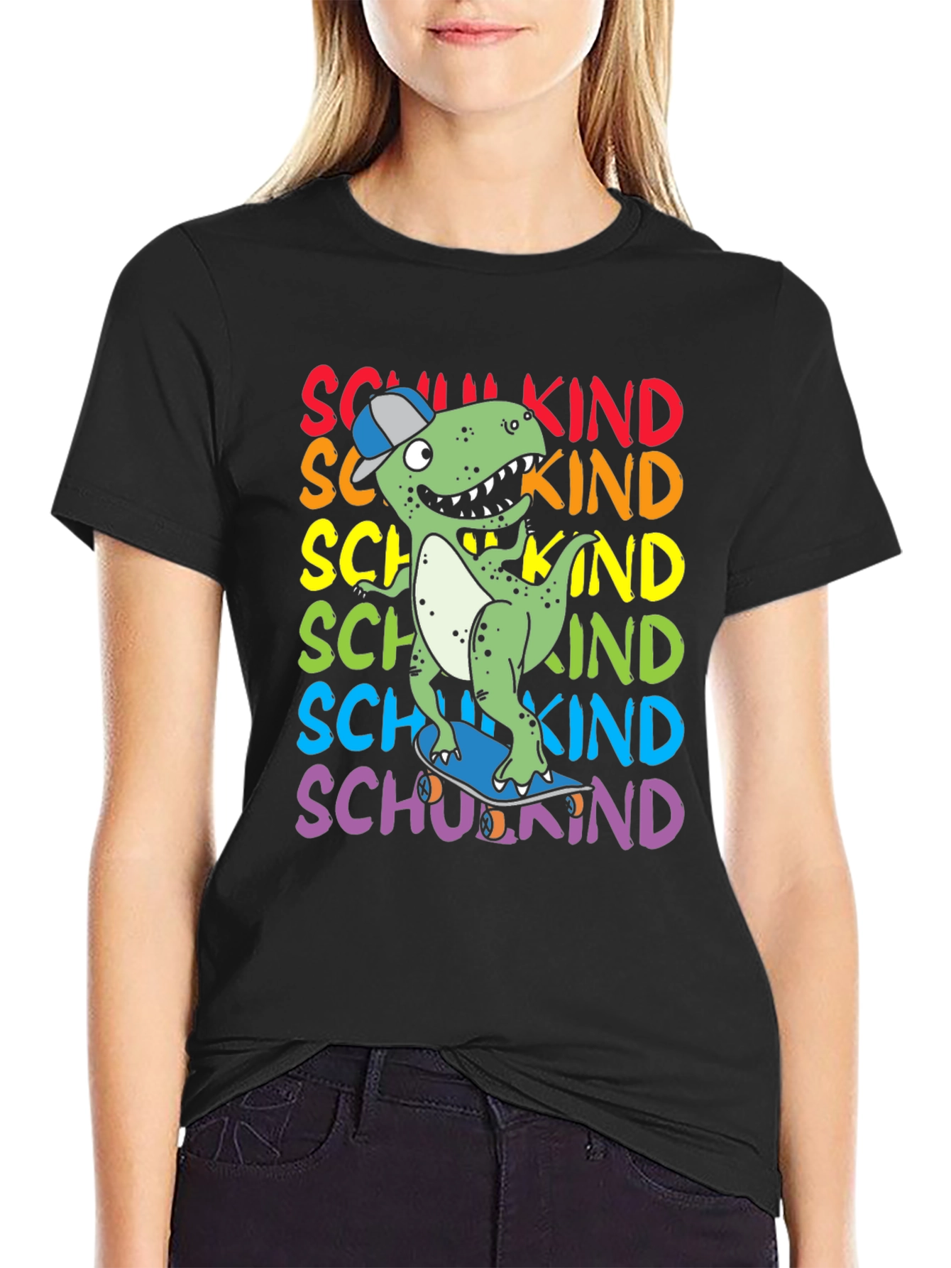 Dinosaur Skateboarder Kids T-Shirt