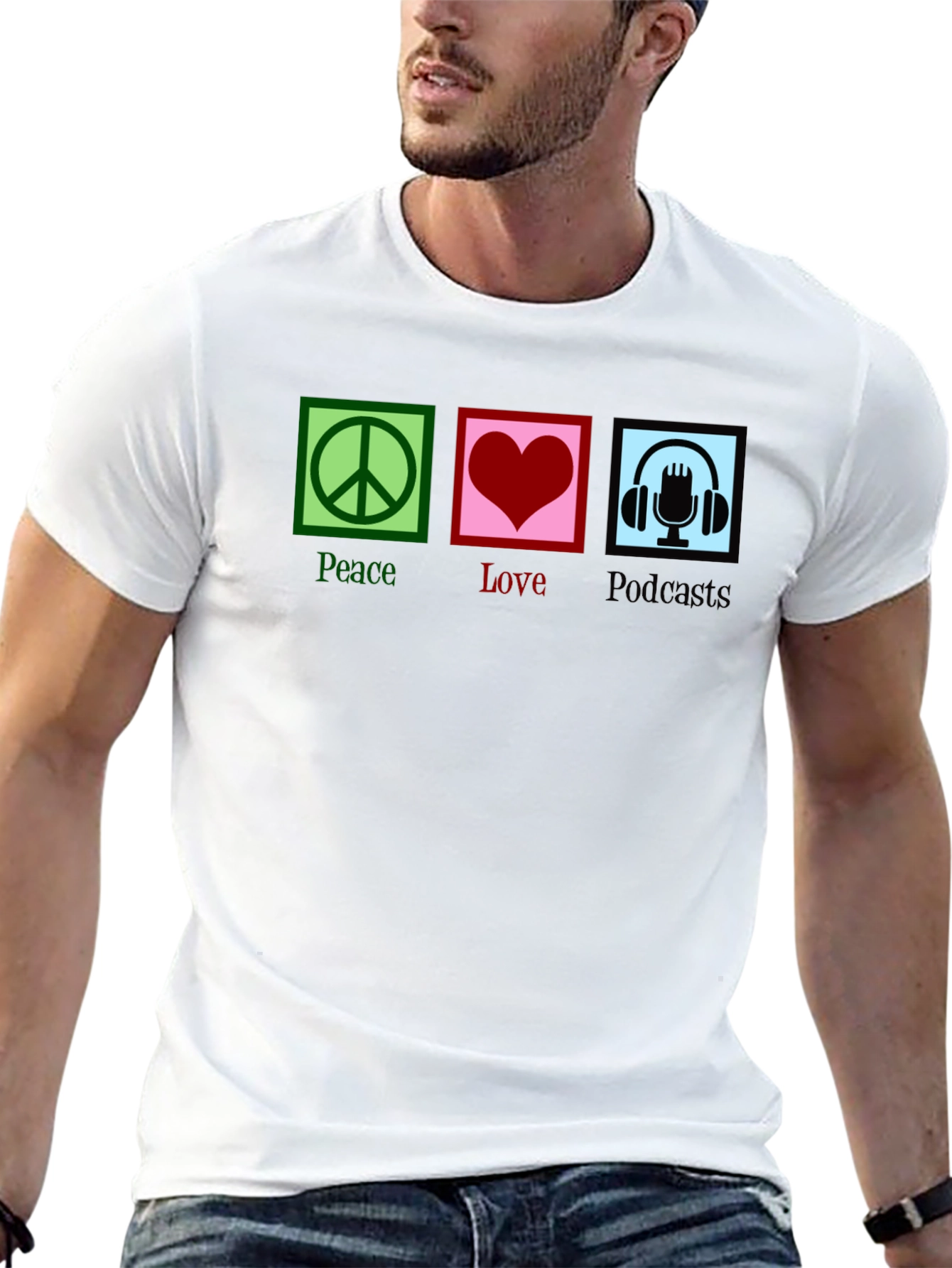 Peace Love Podcasts T-Shirt - Black Graphic Tee