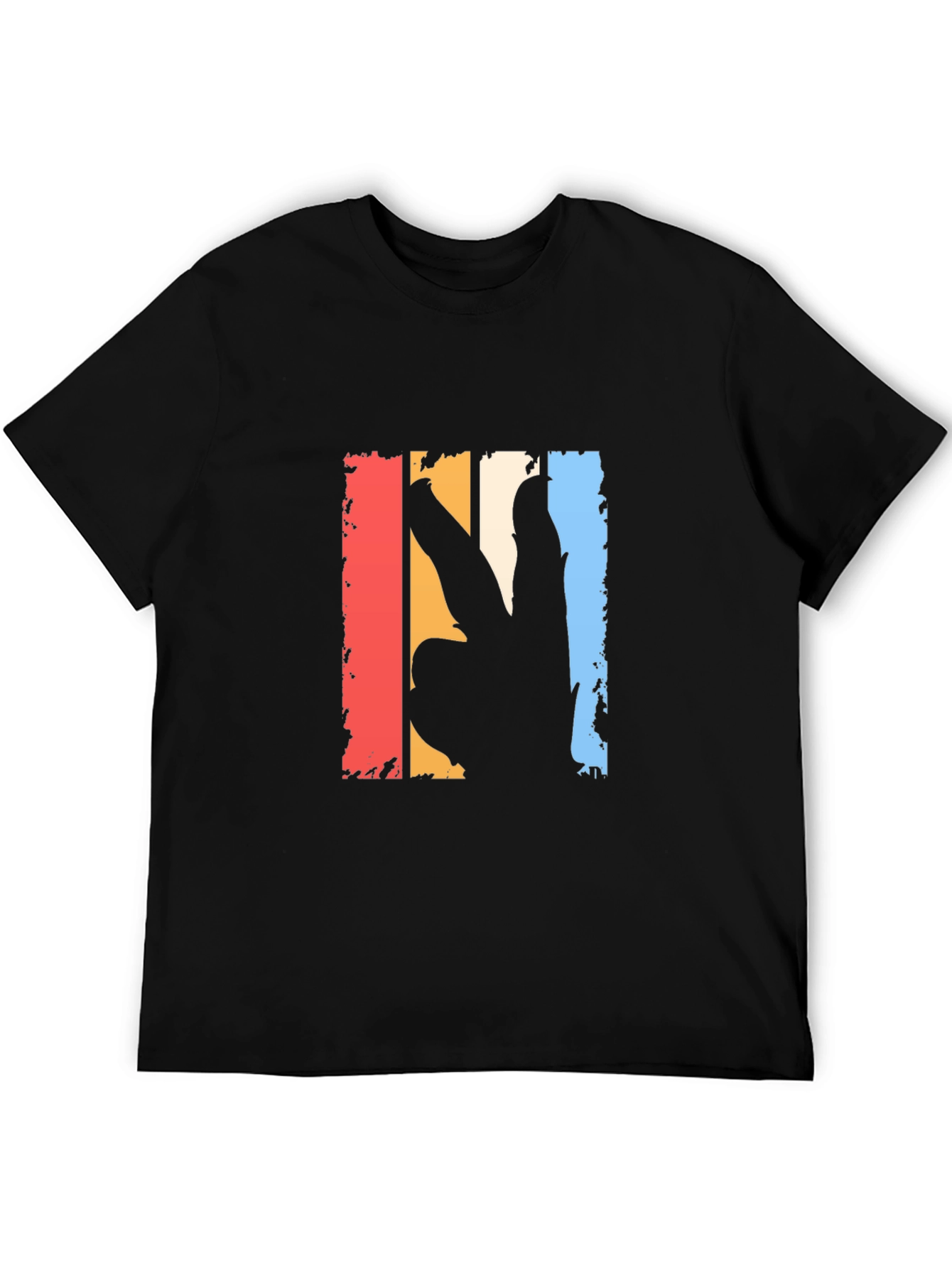 Retro Peace Sign Graphic T-Shirt - Black