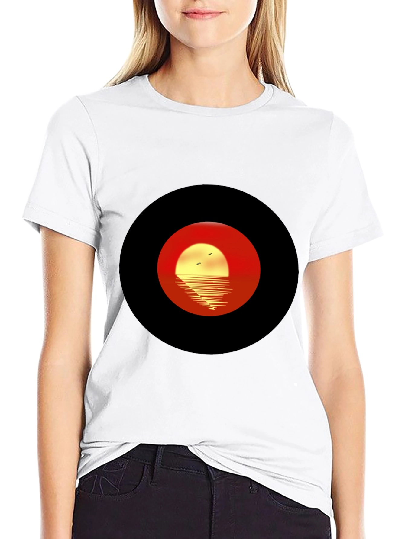 Sunset Silhouette Graphic Tee - Retro Style