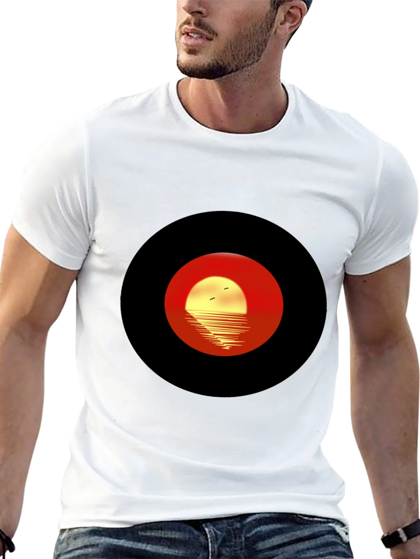 Sunset Silhouette Graphic Tee - Retro Style