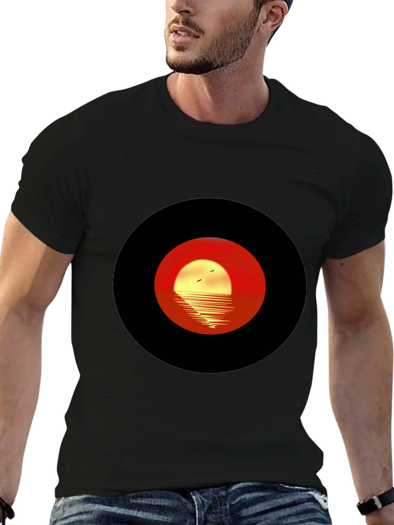 Sunset Silhouette Graphic Tee - Retro Style