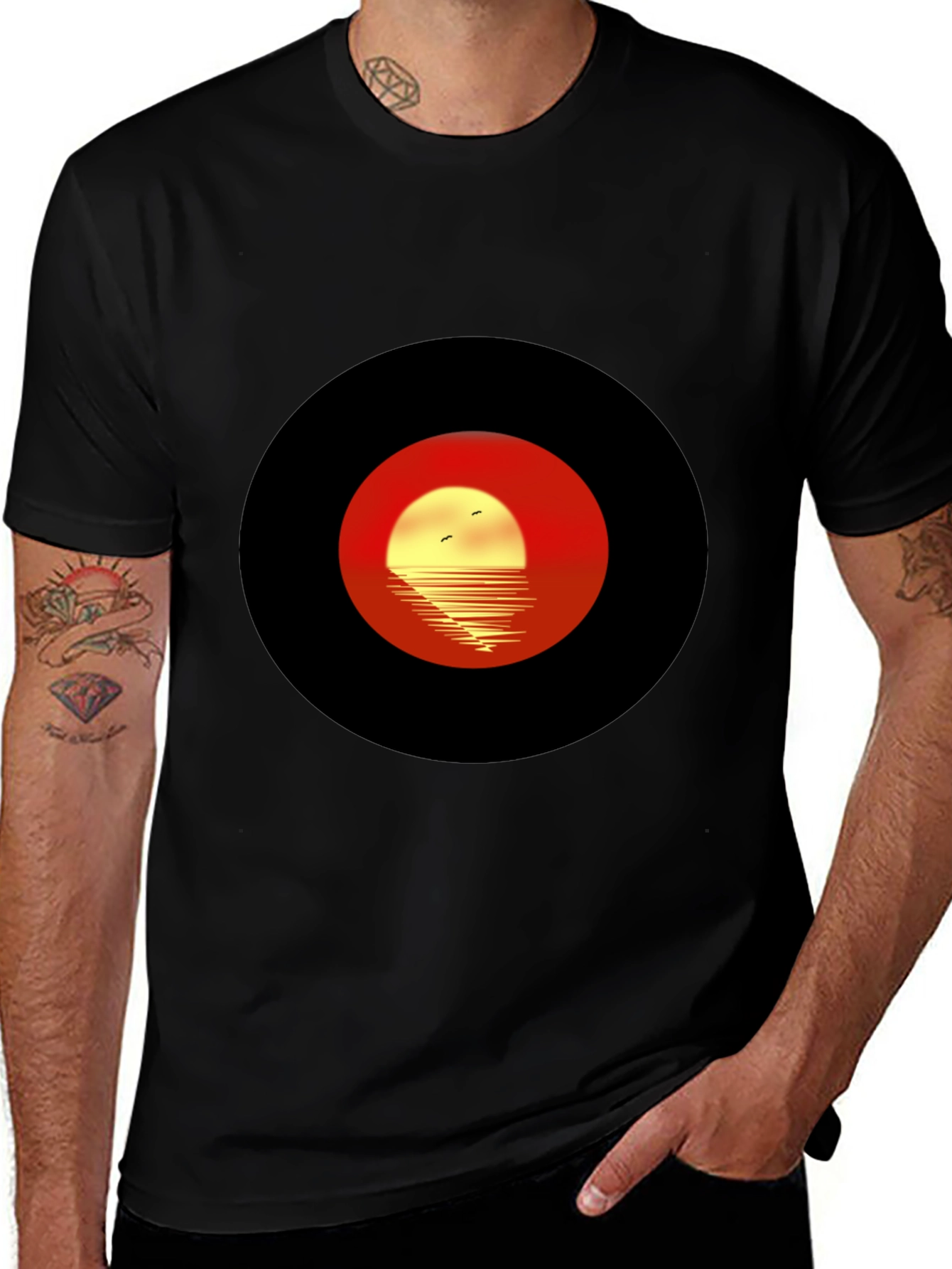 Sunset Silhouette Graphic Tee - Retro Style