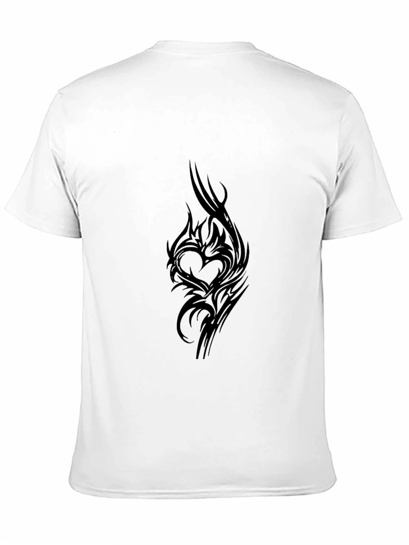 Mens Black Tee with Tribal Heart Design
