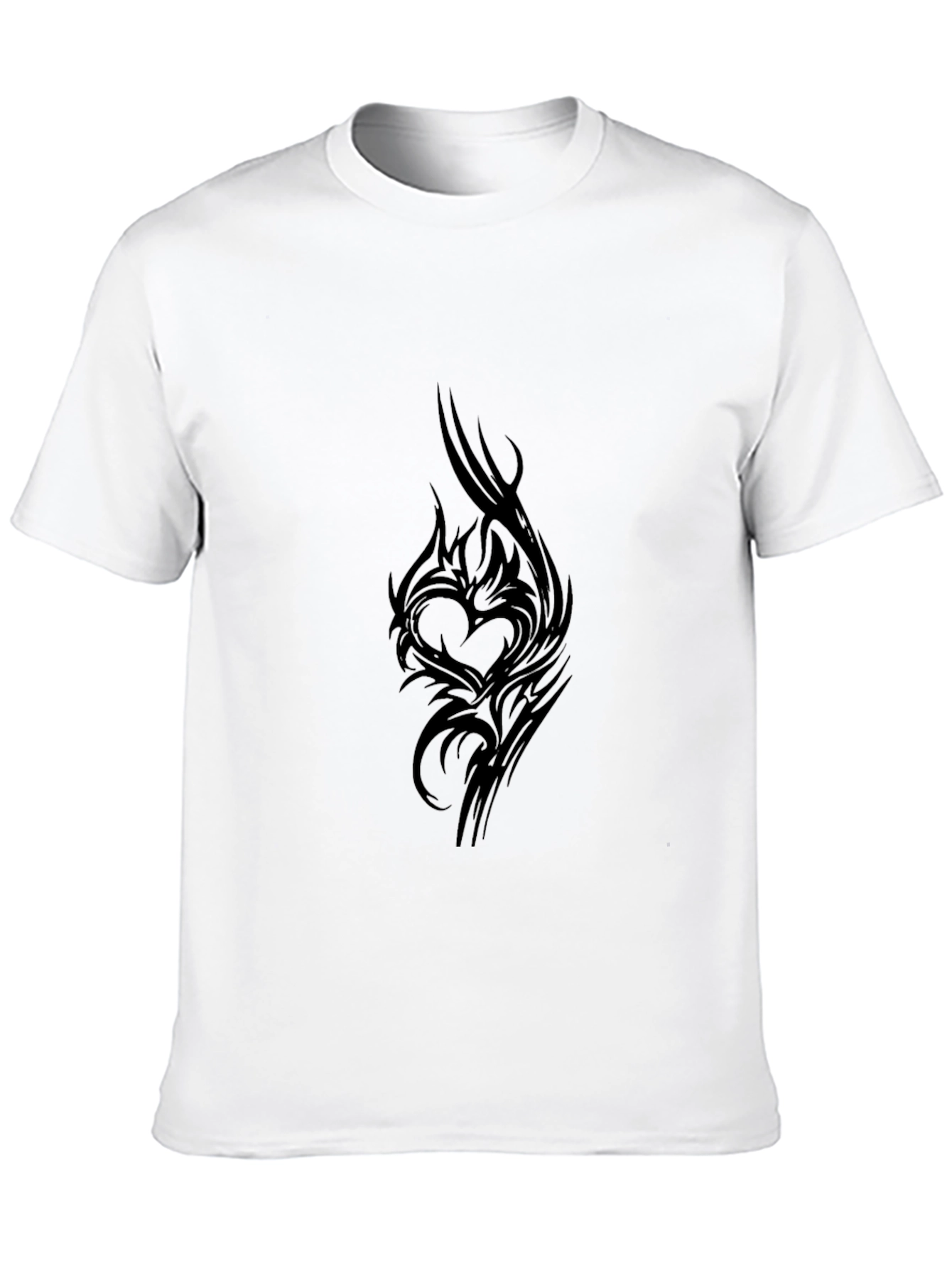 Mens Black Tee with Tribal Heart Design