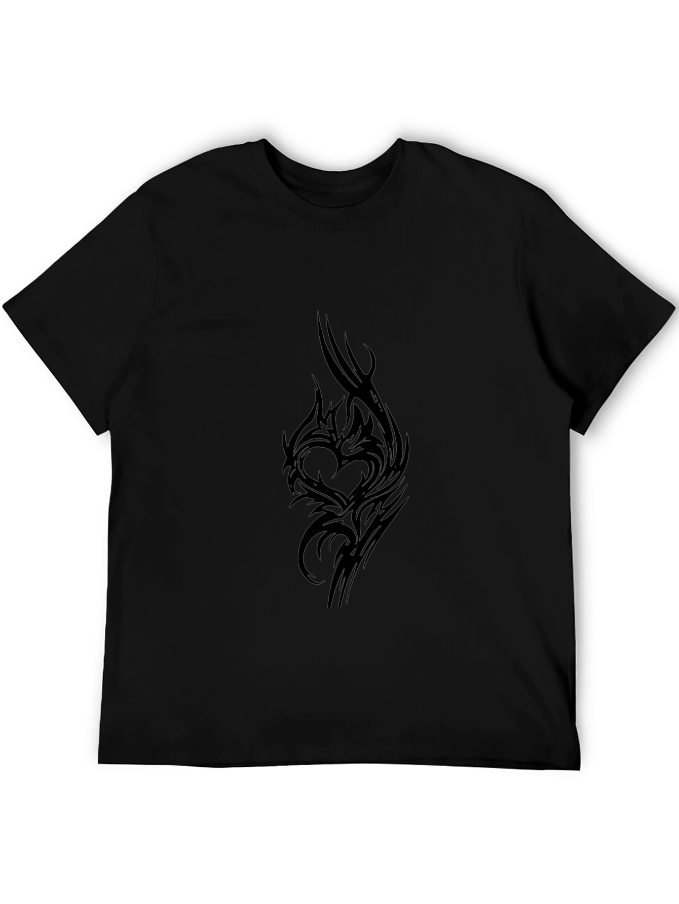 Mens Black Tee with Tribal Heart Design