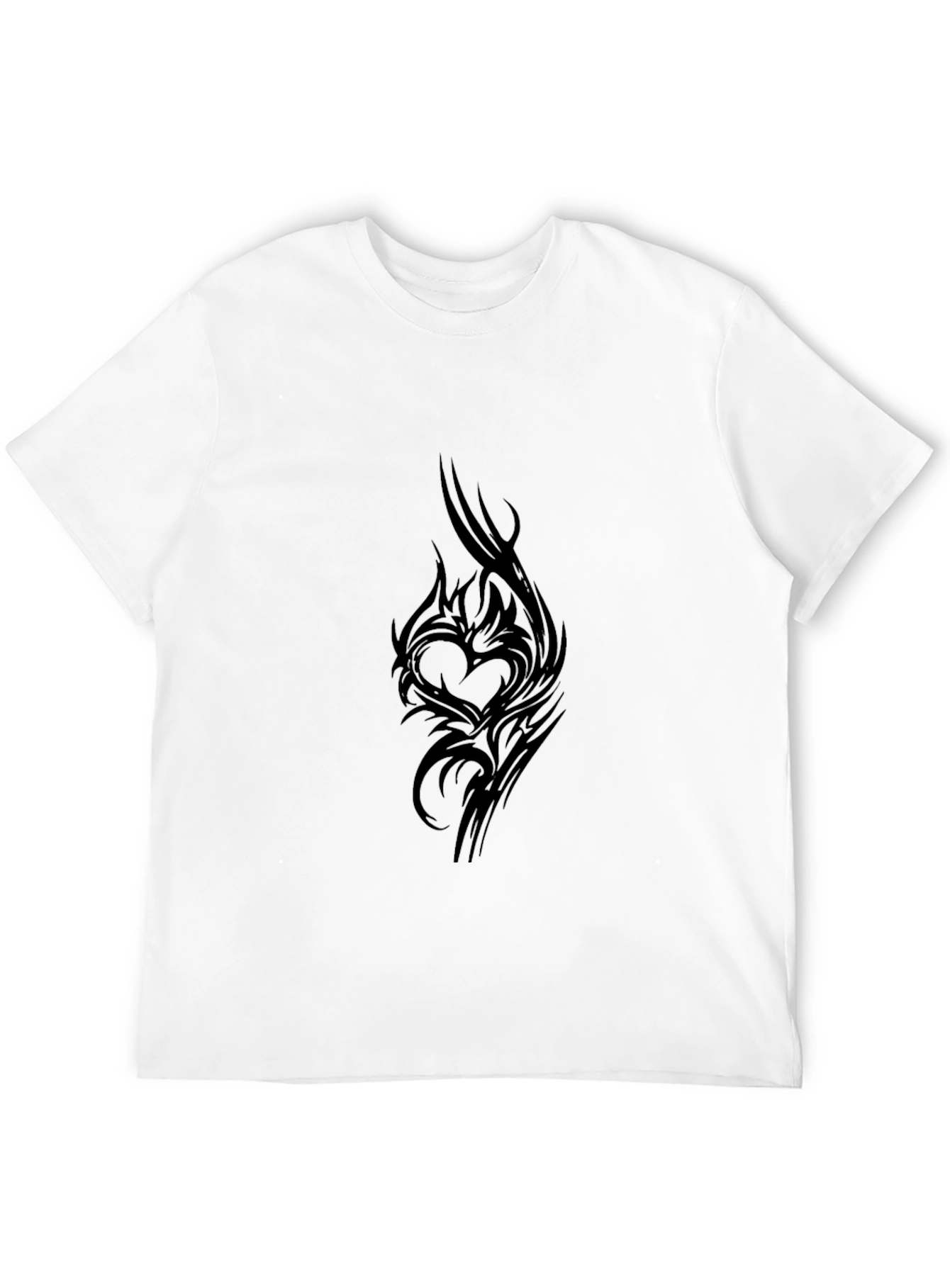 Mens Black Tee with Tribal Heart Design