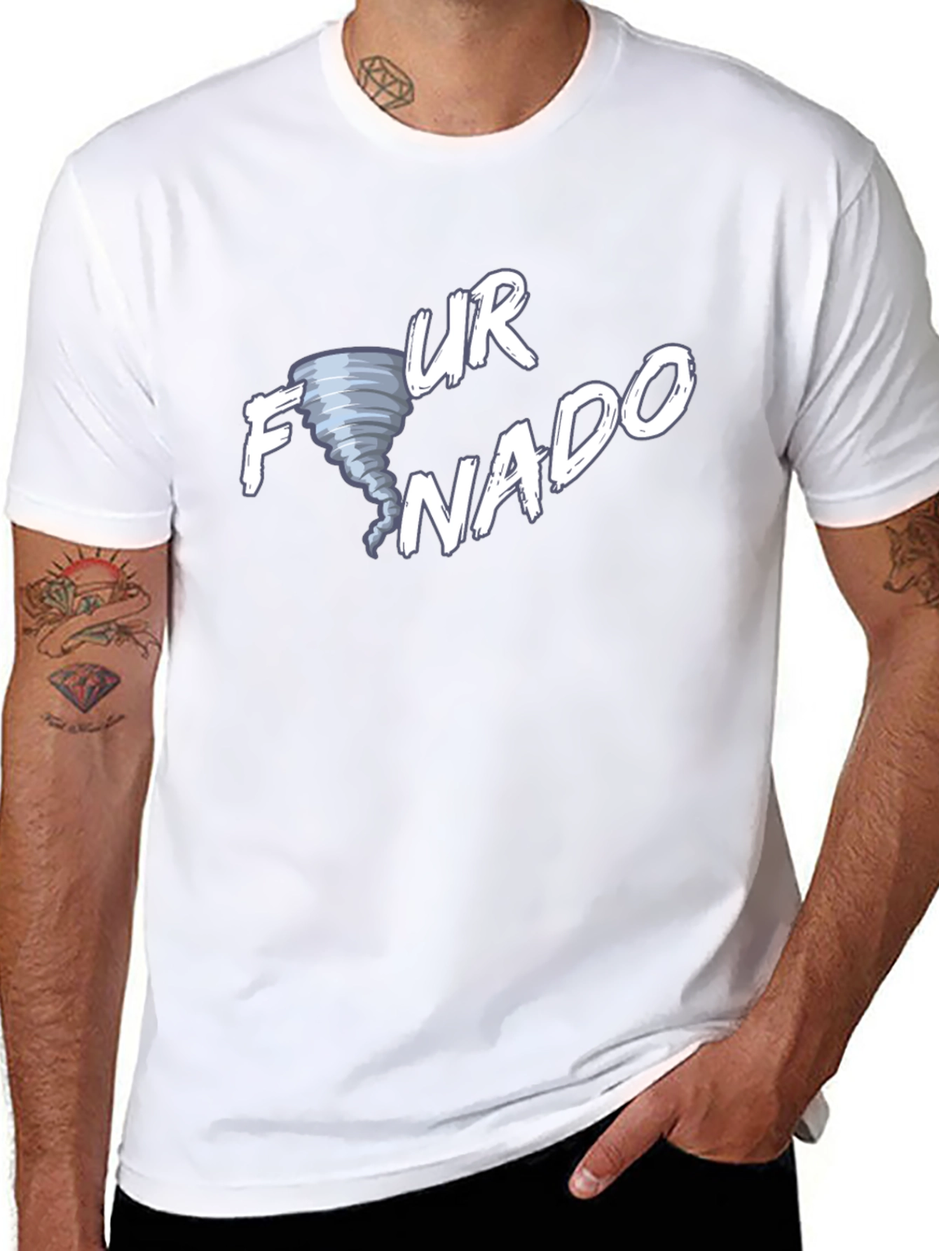 Funny Tornado Graphic Tee - Black Cotton T-Shirt