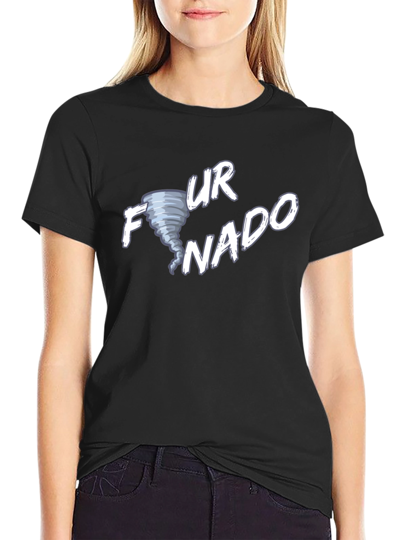 Funny Tornado Graphic Tee - Black Cotton T-Shirt