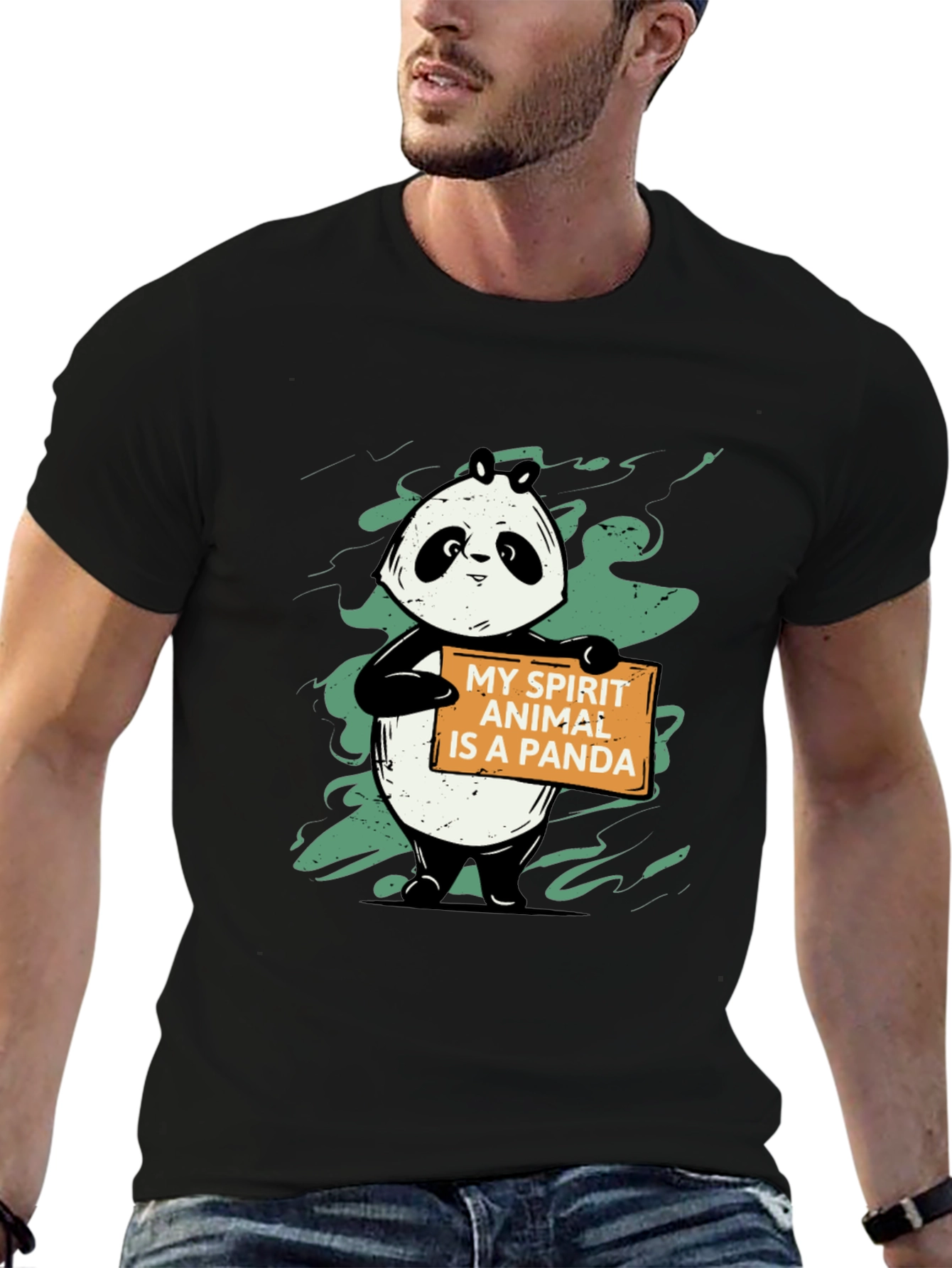 Panda Spirit Animal Graphic T-Shirt - Unisex Black Tee