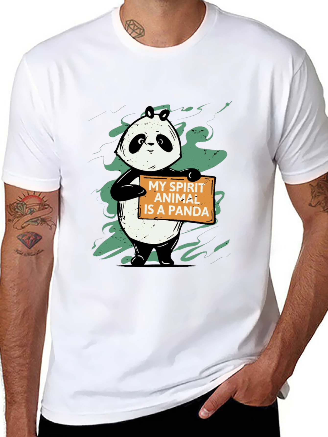Panda Spirit Animal Graphic T-Shirt - Unisex Black Tee