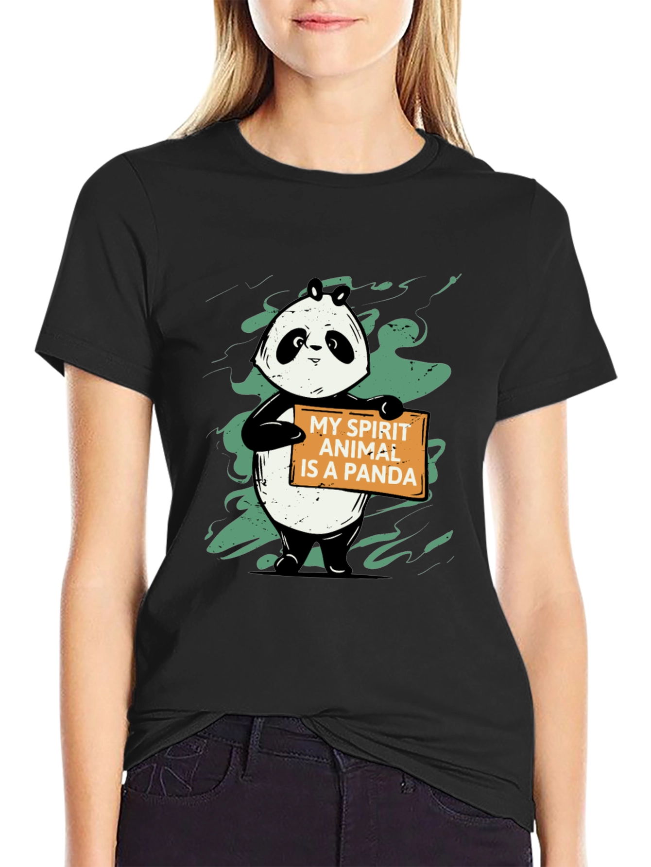 Panda Spirit Animal Graphic T-Shirt - Unisex Black Tee