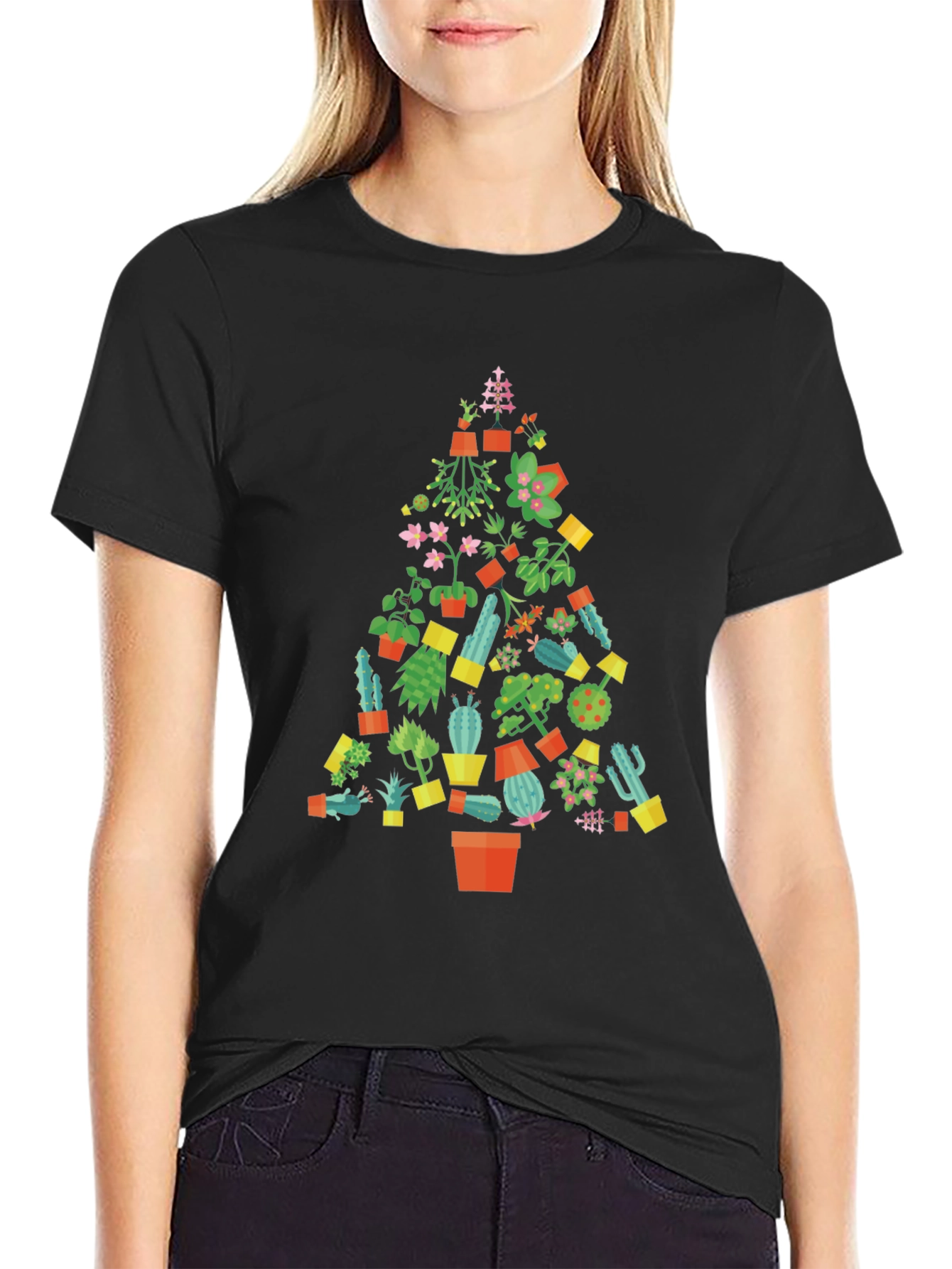Cactus Christmas Tree T-Shirt - Holiday Plant Lover Tee