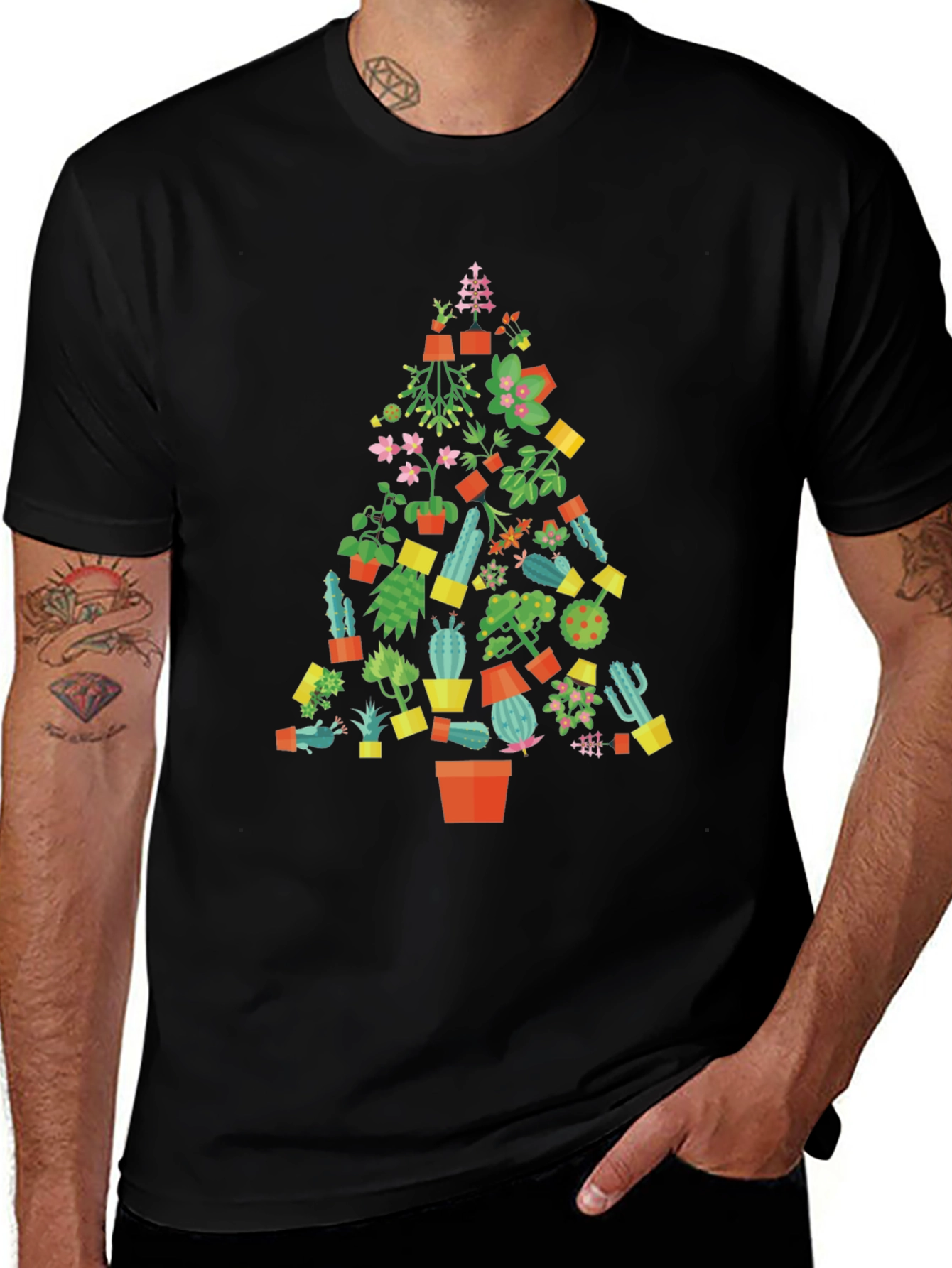 Cactus Christmas Tree T-Shirt - Holiday Plant Lover Tee