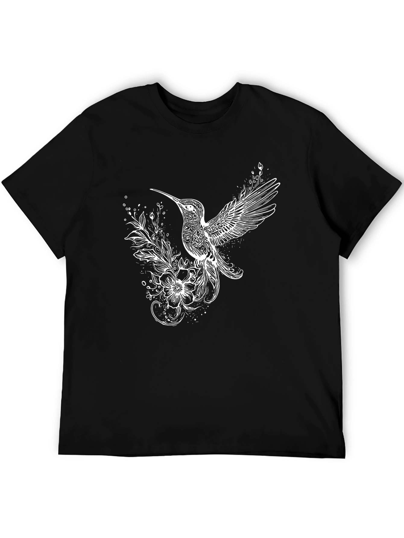 Hummingbird Graphic Tee - Stylish Mens Black T-Shirt