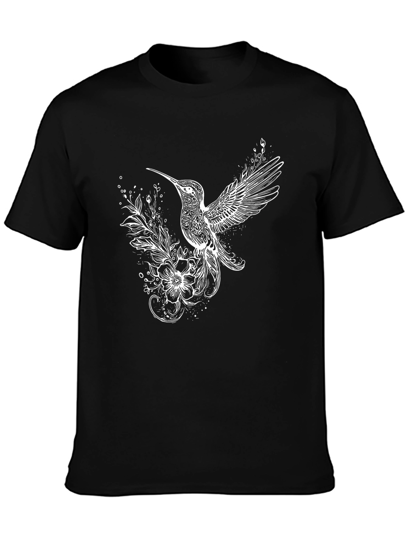 Hummingbird Graphic Tee - Stylish Mens Black T-Shirt