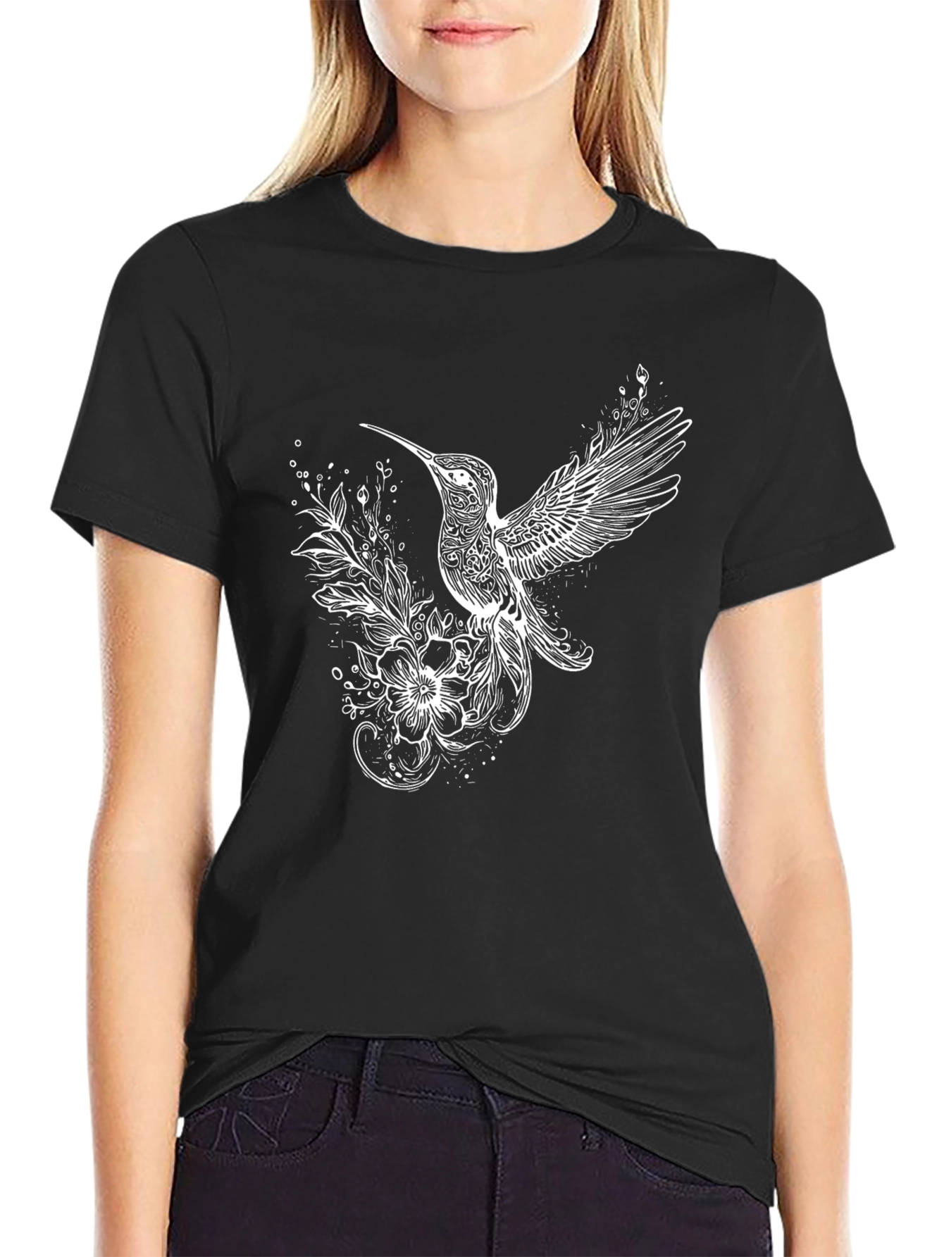 Hummingbird Graphic Tee - Stylish Mens Black T-Shirt