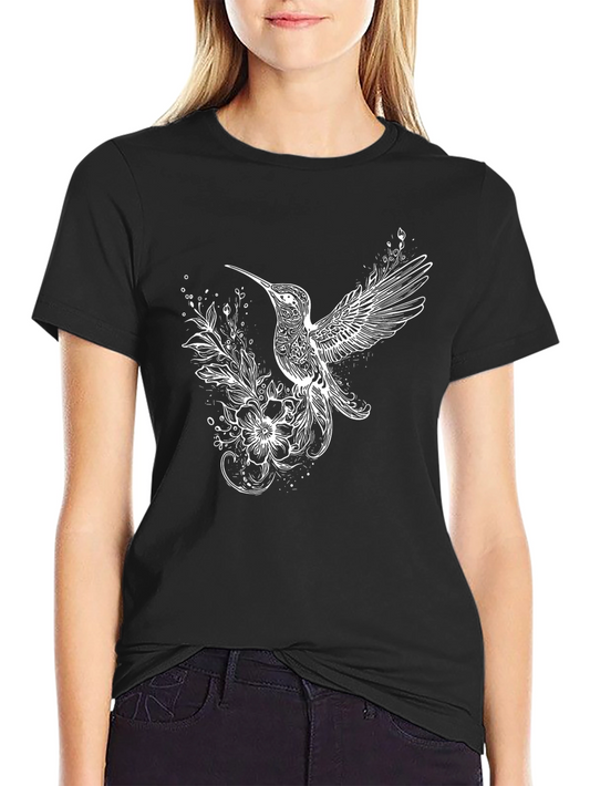 Hummingbird Graphic Tee - Stylish Mens Black T-Shirt