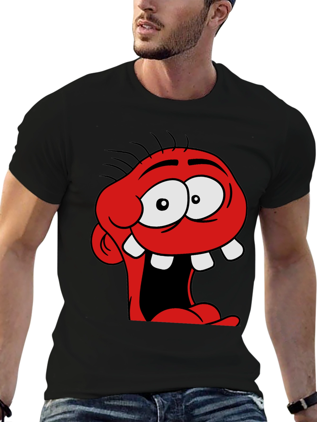 Cartoon Monster Graphic Black T-Shirt
