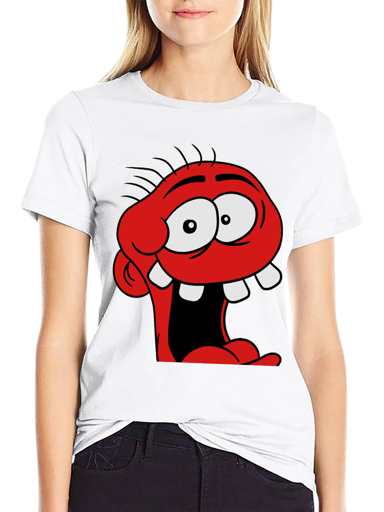 Cartoon Monster Graphic Black T-Shirt