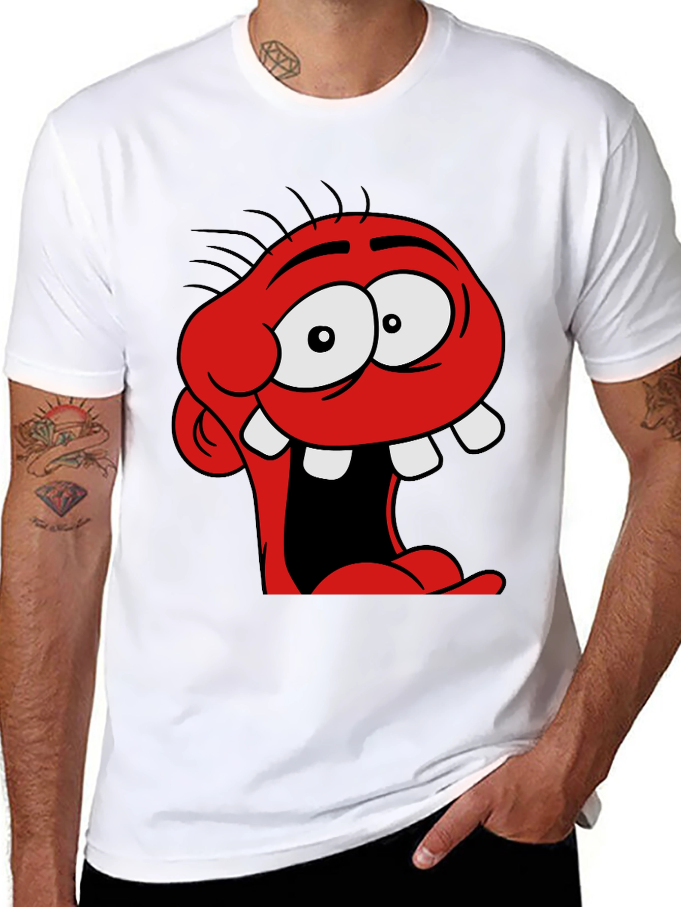 Cartoon Monster Graphic Black T-Shirt